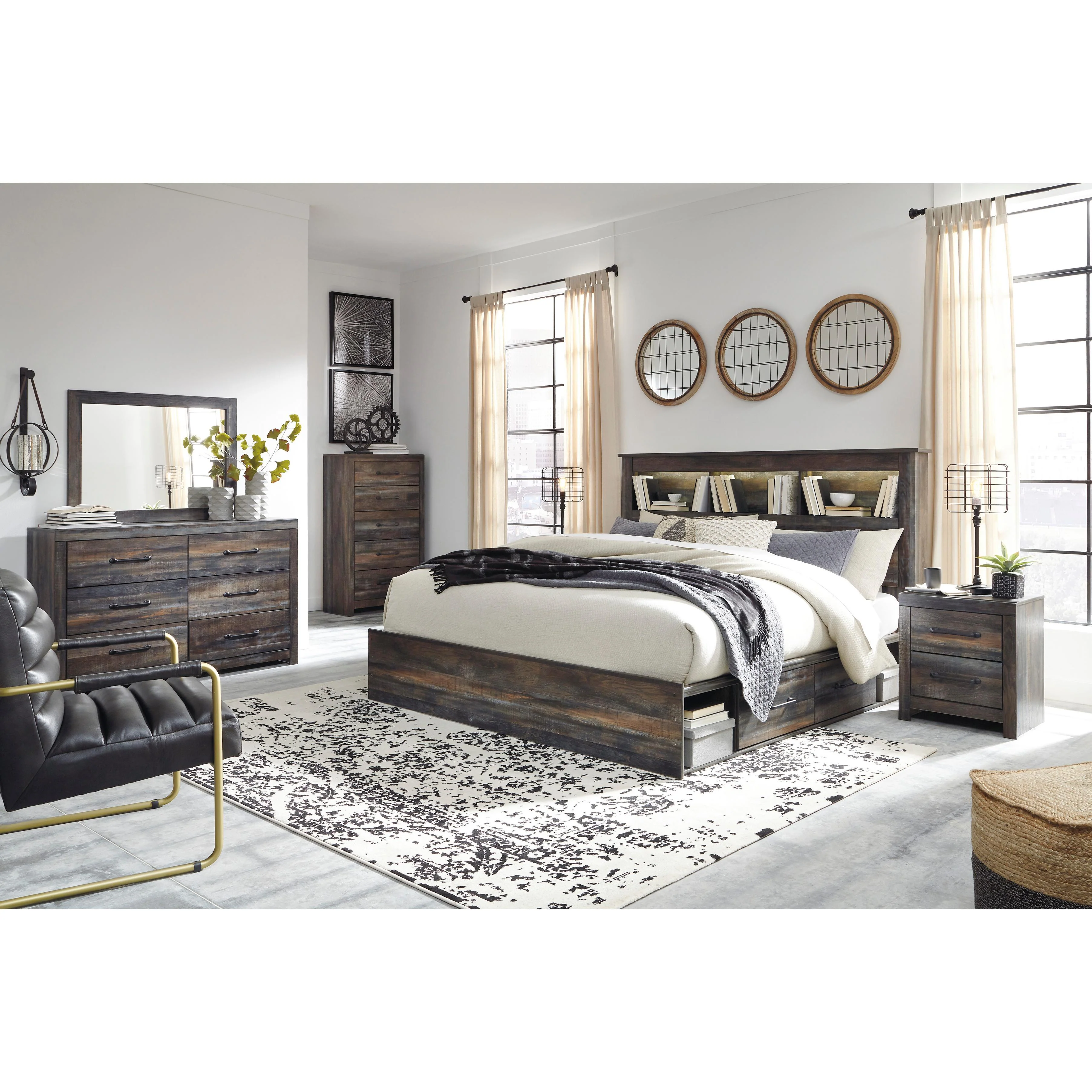 Signature Design by Ashley Drystan B211B110 7 pc King Bookcase Bedroom Set - Image 1