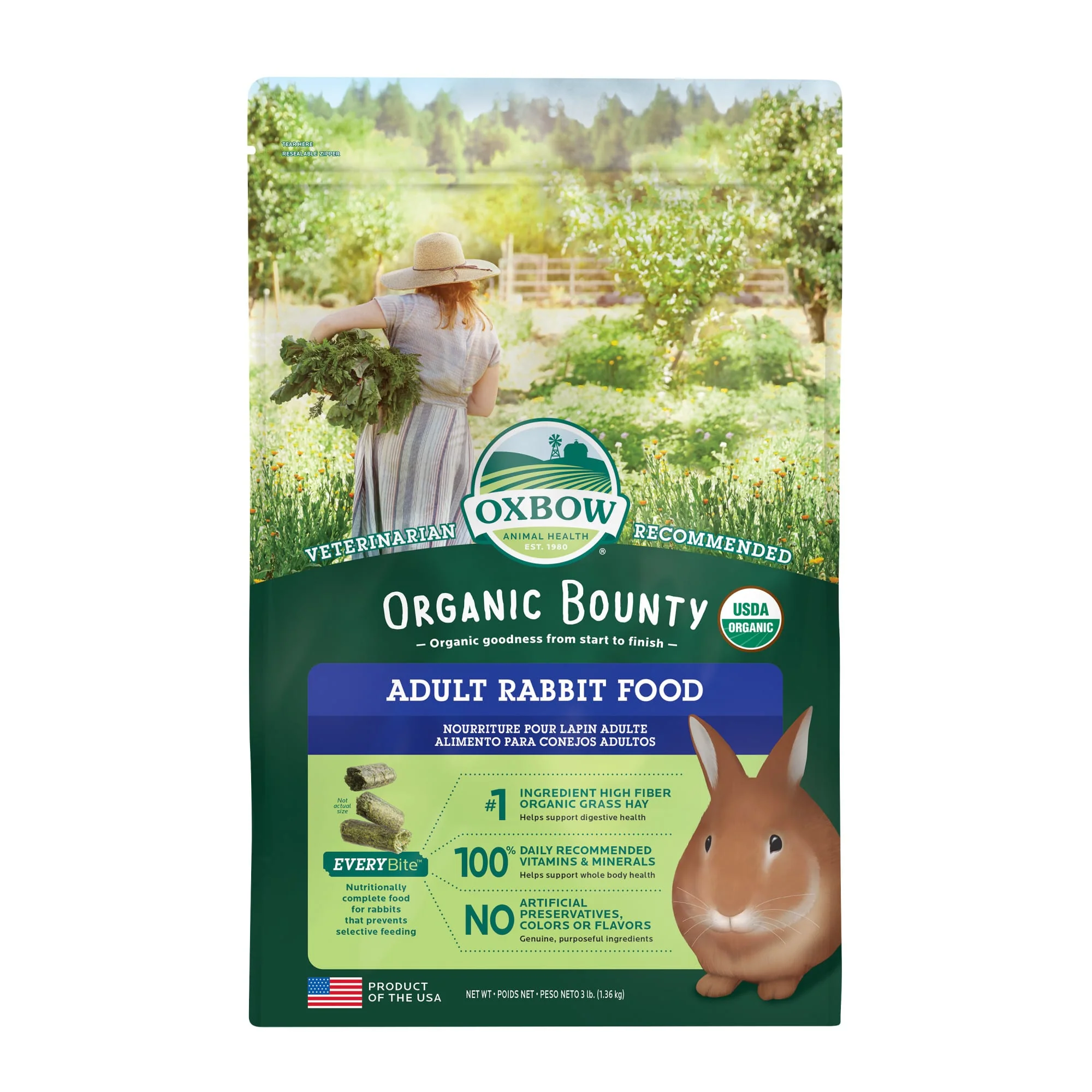 Oxbow Pet Products Bene Terra Organic Rabbit Dry Small Animal Food  3 Lb - Image 1