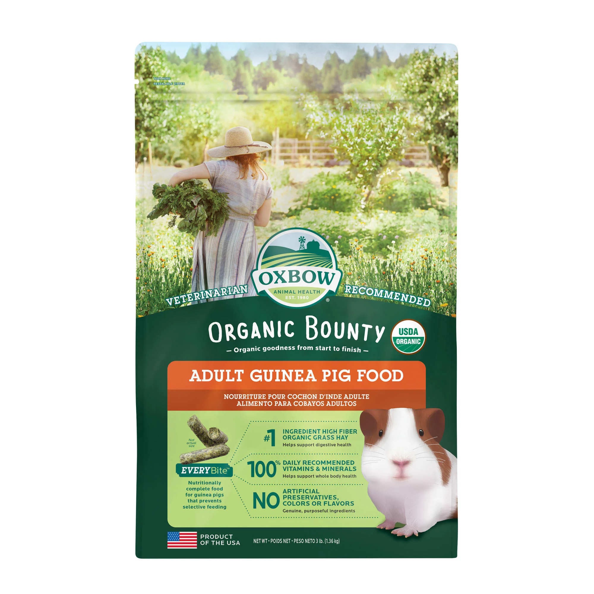 Oxbow Bene Terra Organic Guinea Pig Dry Small Animal Food  3 lbs. - Image 1
