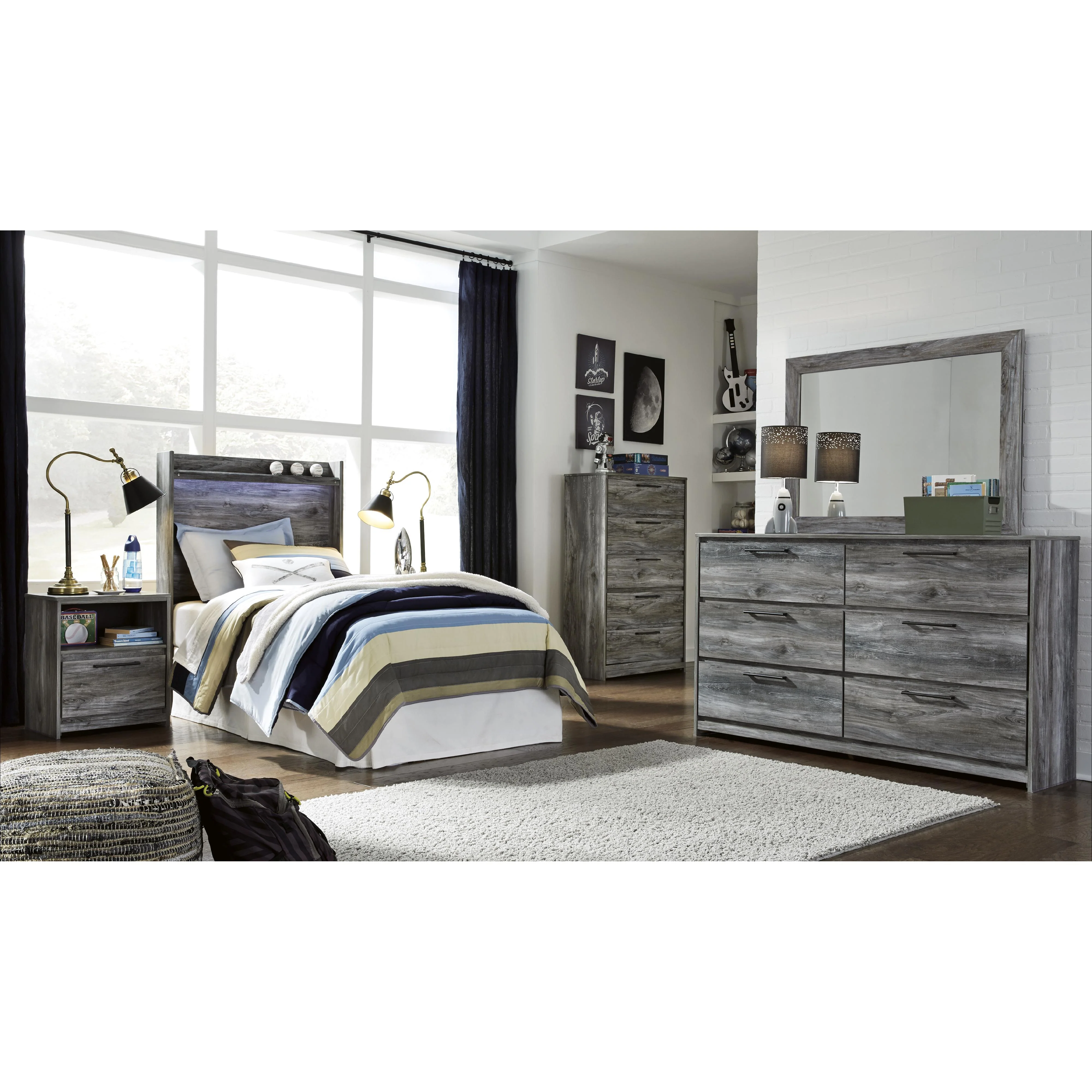 Signature Design by Ashley Baystorm B221B74 5 pc Twin Panel Bedroom Set - Image 1