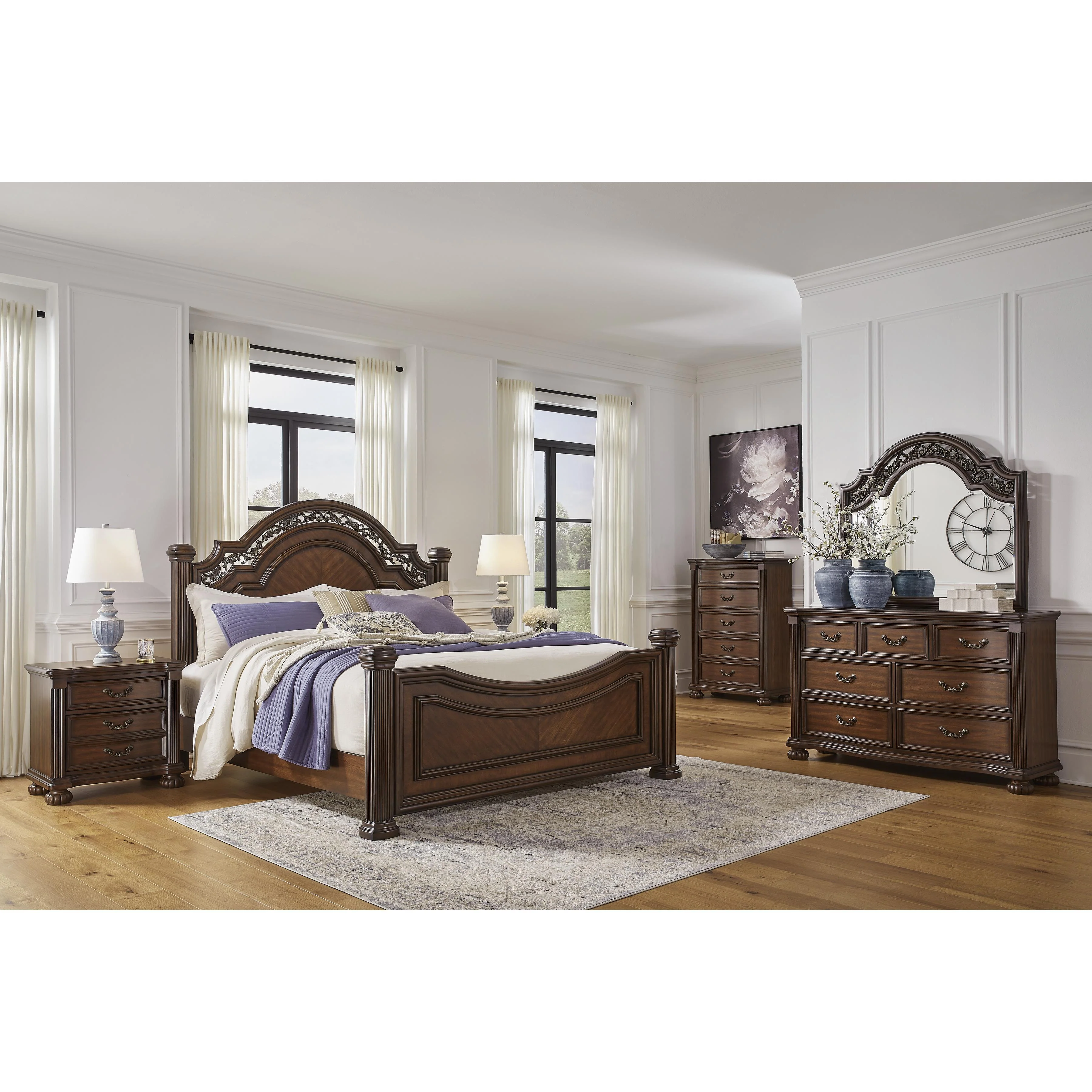 Signature Design by Ashley Lavinton B764B14 7 pc Queen Poster Bedroom Set - Image 1