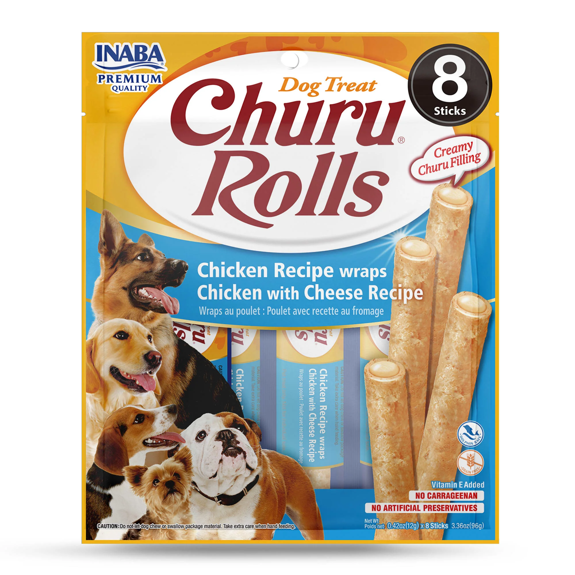 Inaba Churu Rolls Chicken Wraps Chicken with Cheese Recipe Dog Treats, 3.36 oz. - Image 1