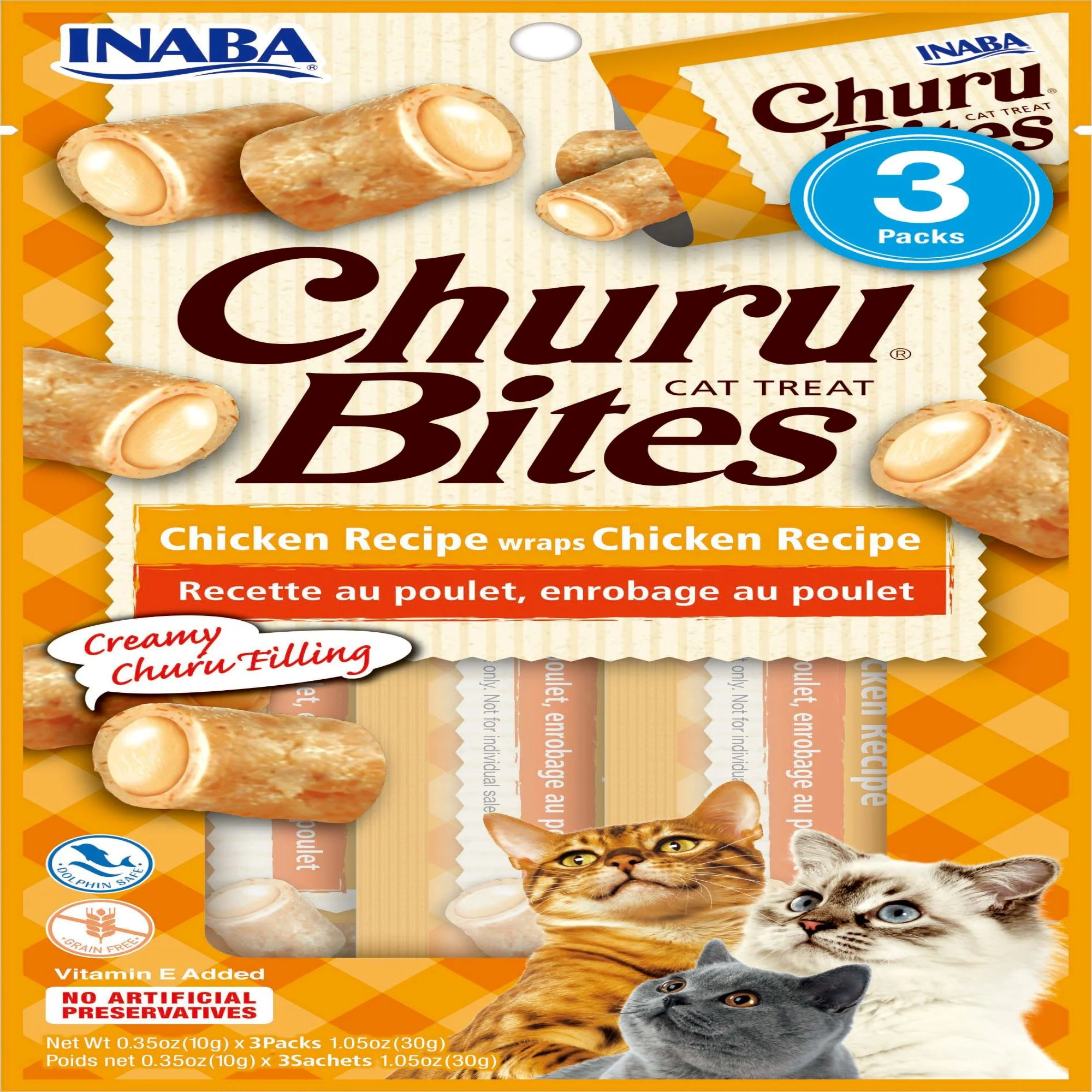 Inaba Churu Bites Chicken Wraps Chicken Cat Treats, 1.05 oz. - Image 1