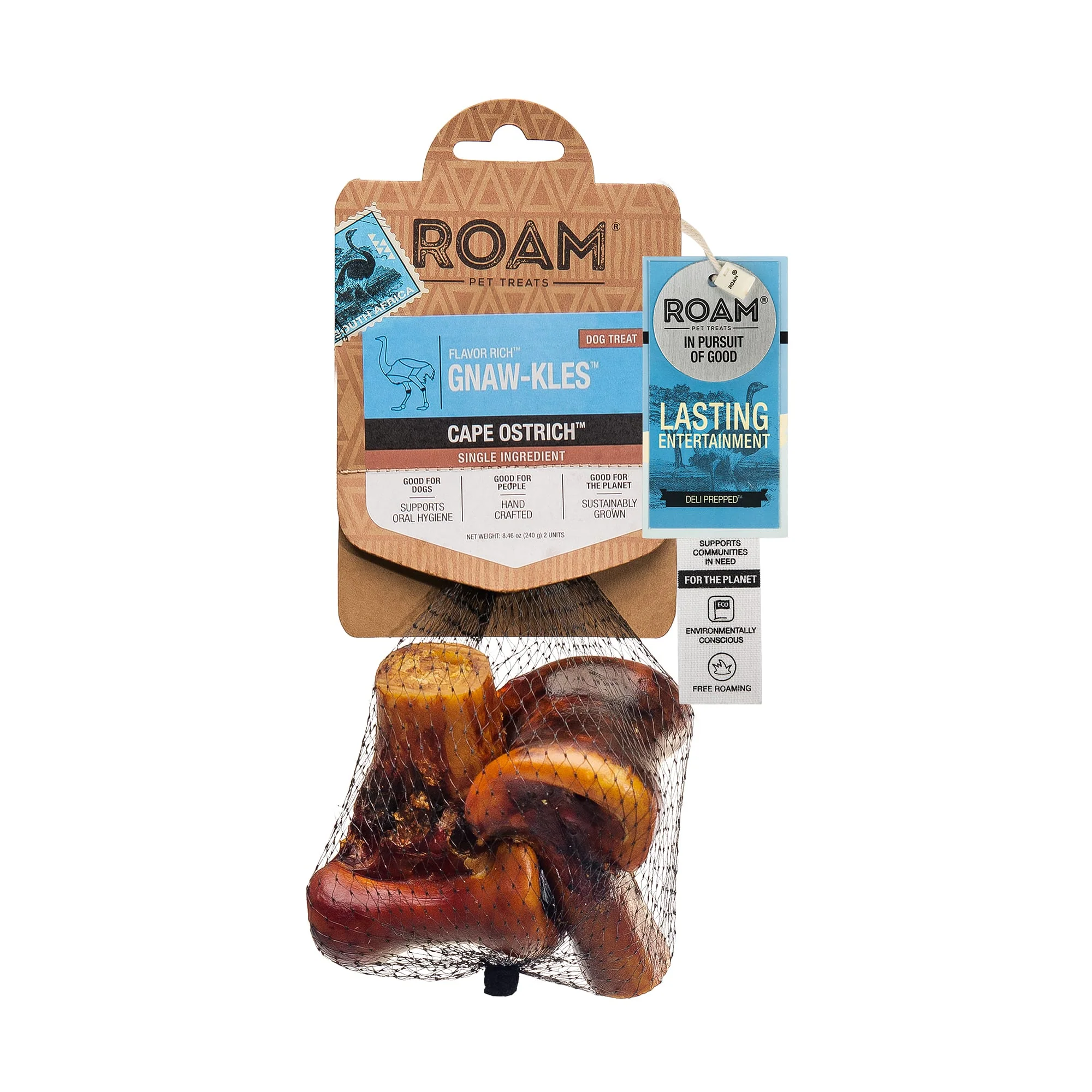 Roam Ostrich Small Gnawkle Bone Dog Treats 2pk - Image 1