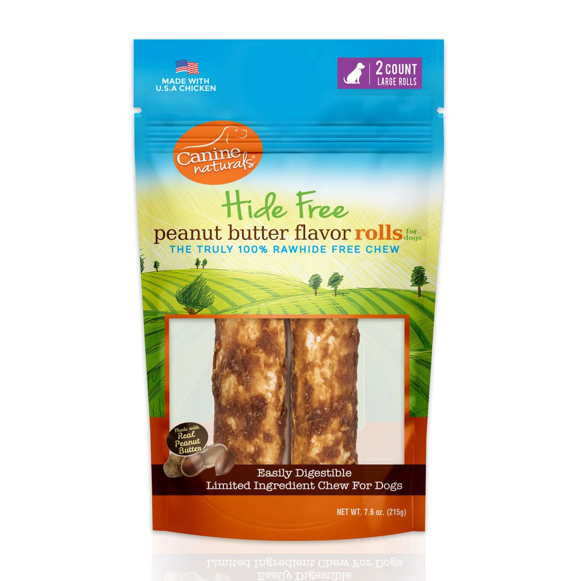 Canine Naturals Peanut Butter Recipe Large Dog Chews 7.6oz 2pk - Image 1