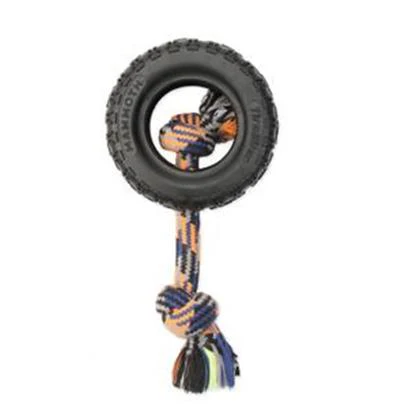 Mammoth TireBiter II Rubber Tire Dog Toy with Rope  Large  6 - Image 1