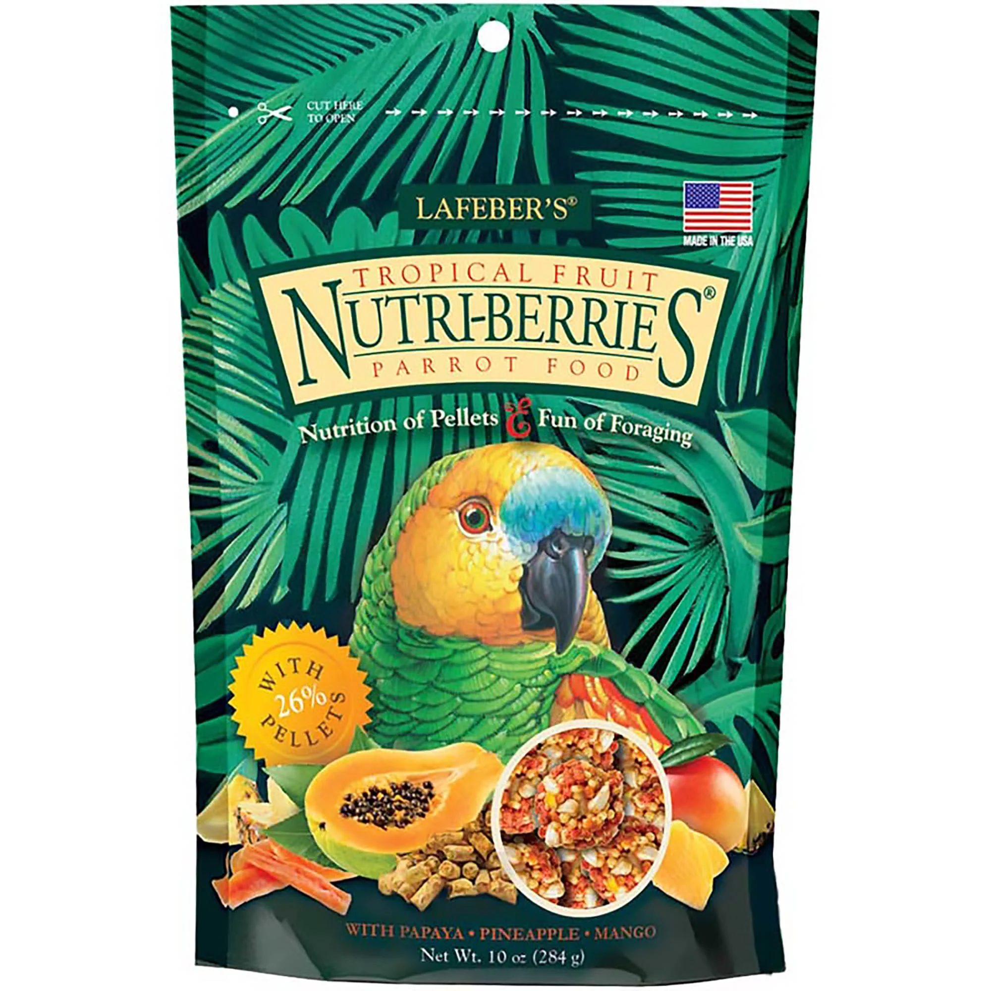 Lafeber Tropical Fruit Nutri-Berries Parrot Food 10 oz | Nutritious Foraging Fun - Image 1