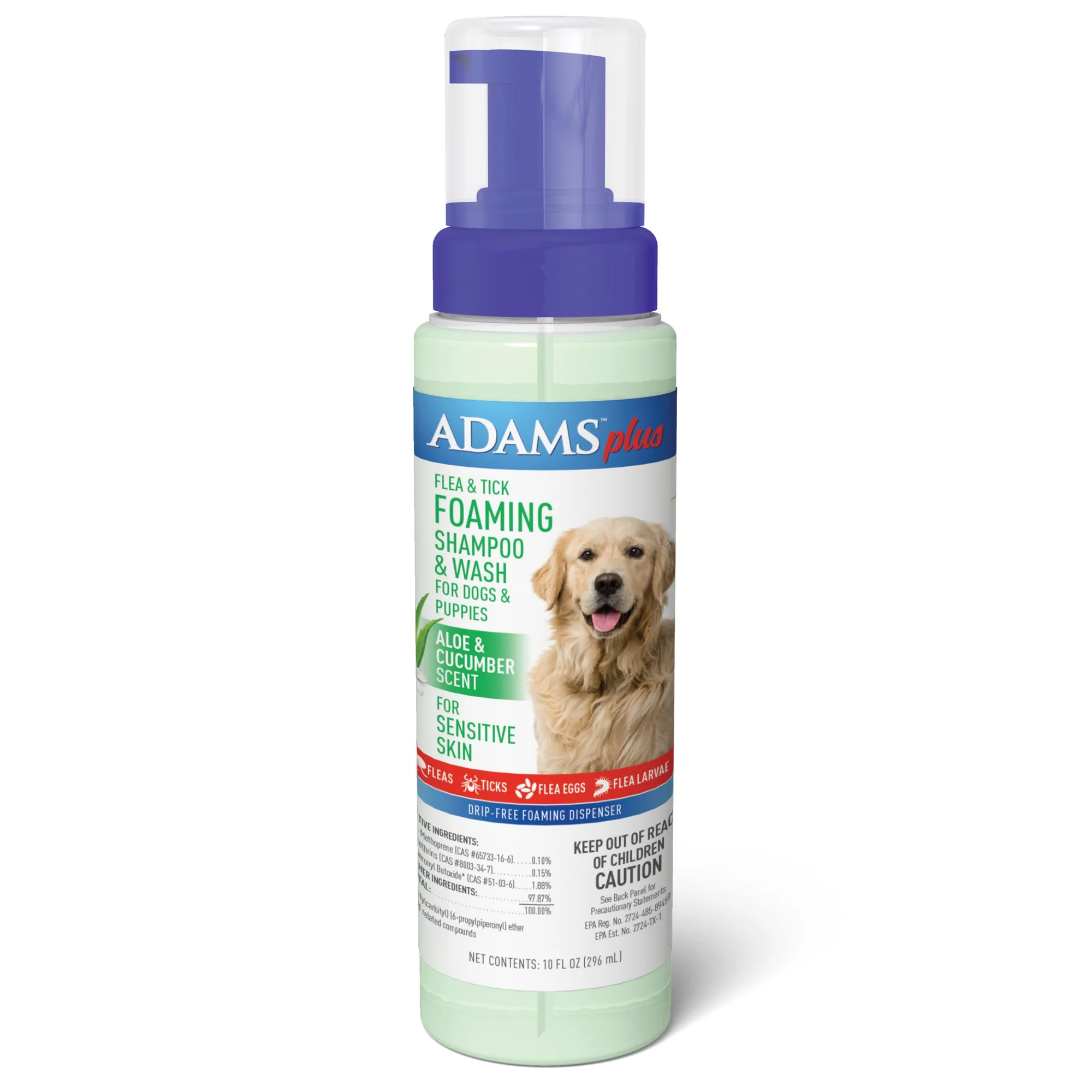 Adams Plus Flea & Tick Foaming Shampoo & Wash for Dogs 10oz - Image 1