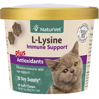 NaturVet – L-Lysine Immune Support for Cats - 60 Soft Chews – Plus Antioxidants – Supports Immune System, Respiratory & Eye Health – 30 Day Supply (B07S32LLWM) - Image 1
