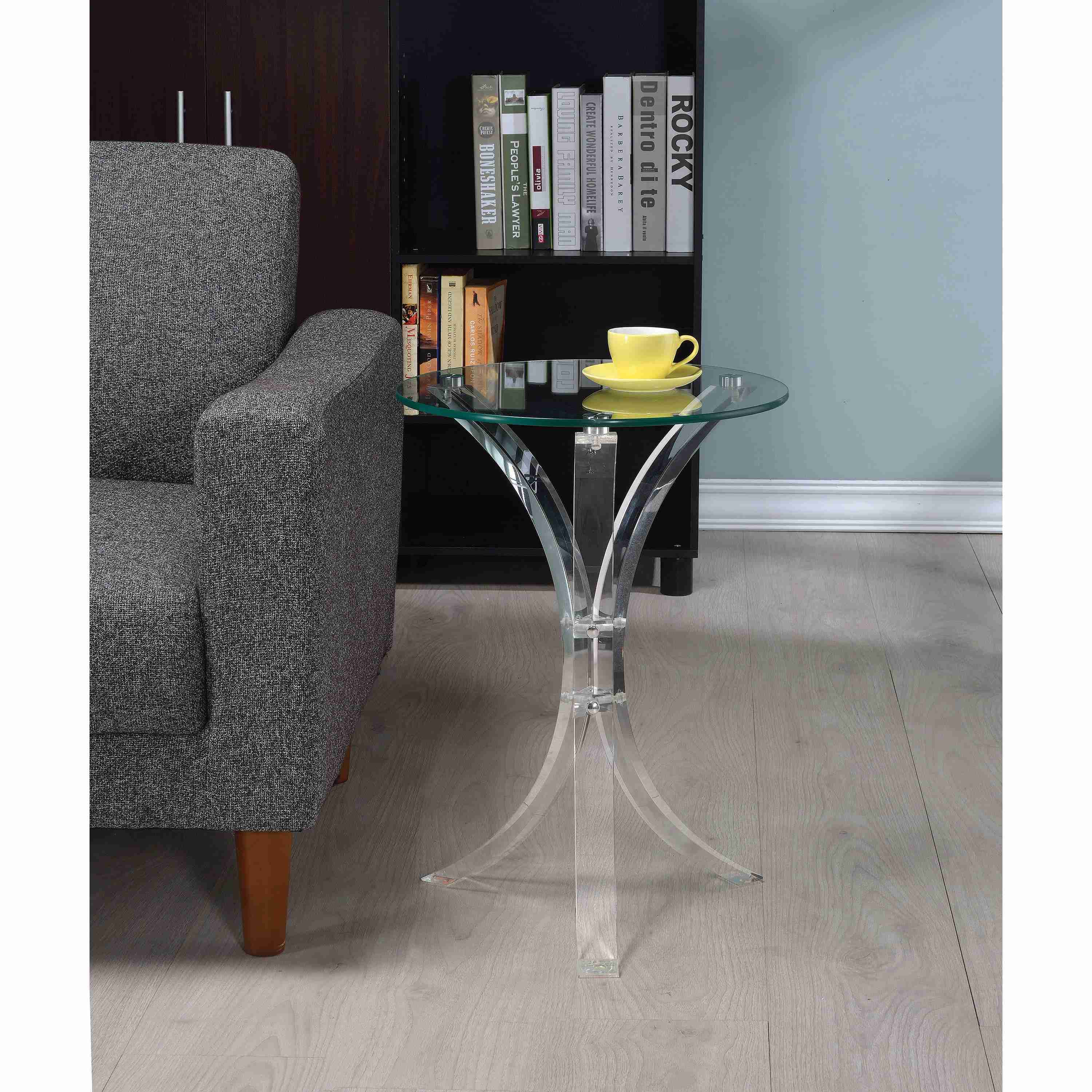 Coaster Furniture Laning 900490 Round Glass Top Acrylic Side Table – Clear