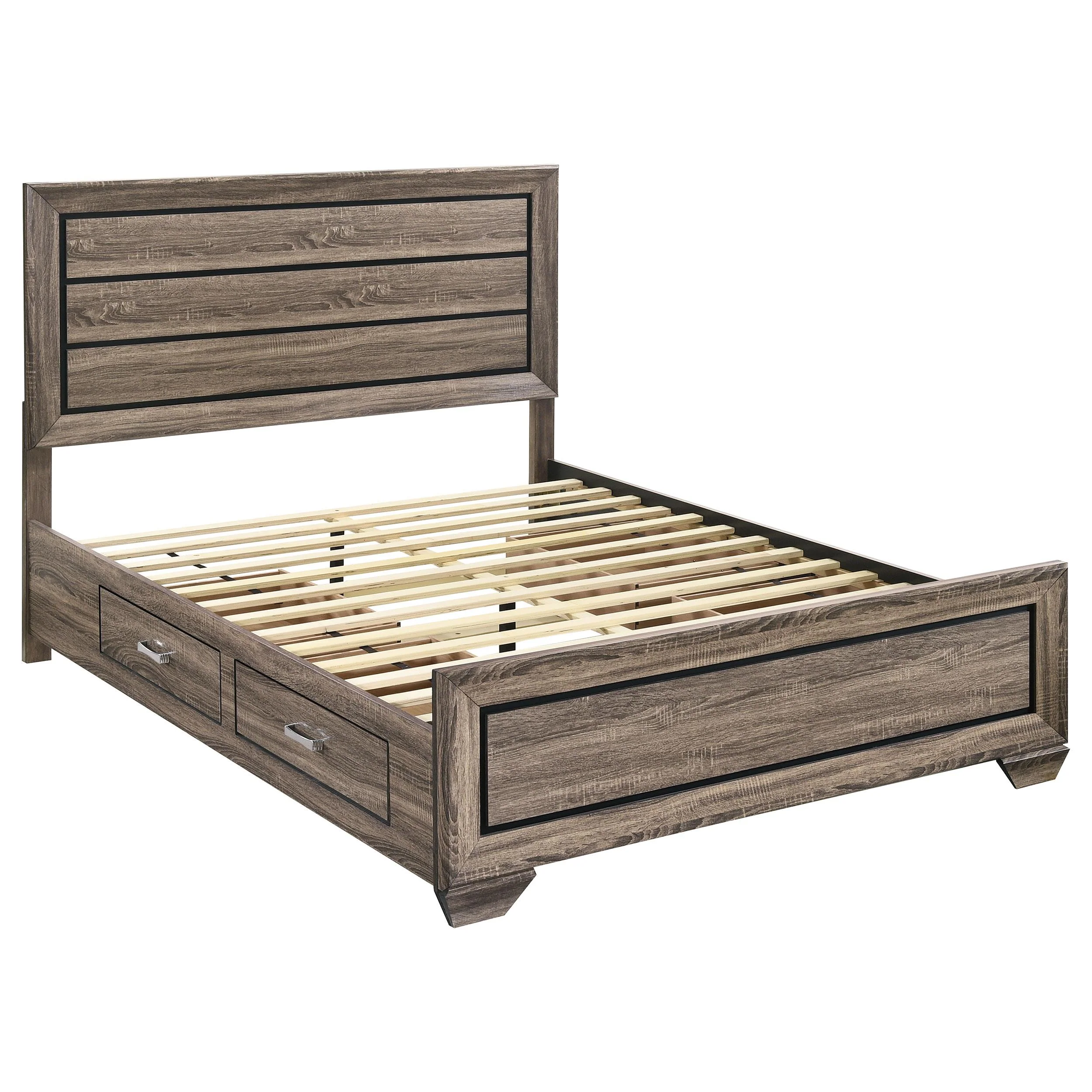 Coaster Furniture Kauffman 204190Q Wood Queen Storage Panel Bed - Washed Taupe - Image 1
