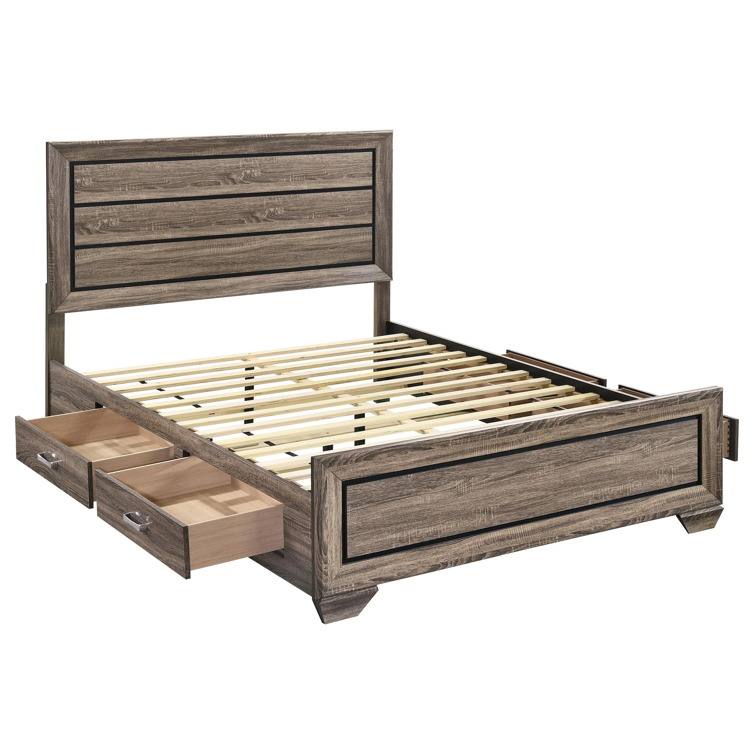 Coaster Furniture Kauffman 204190Q Wood Queen Storage Panel Bed - Washed Taupe - Image 2