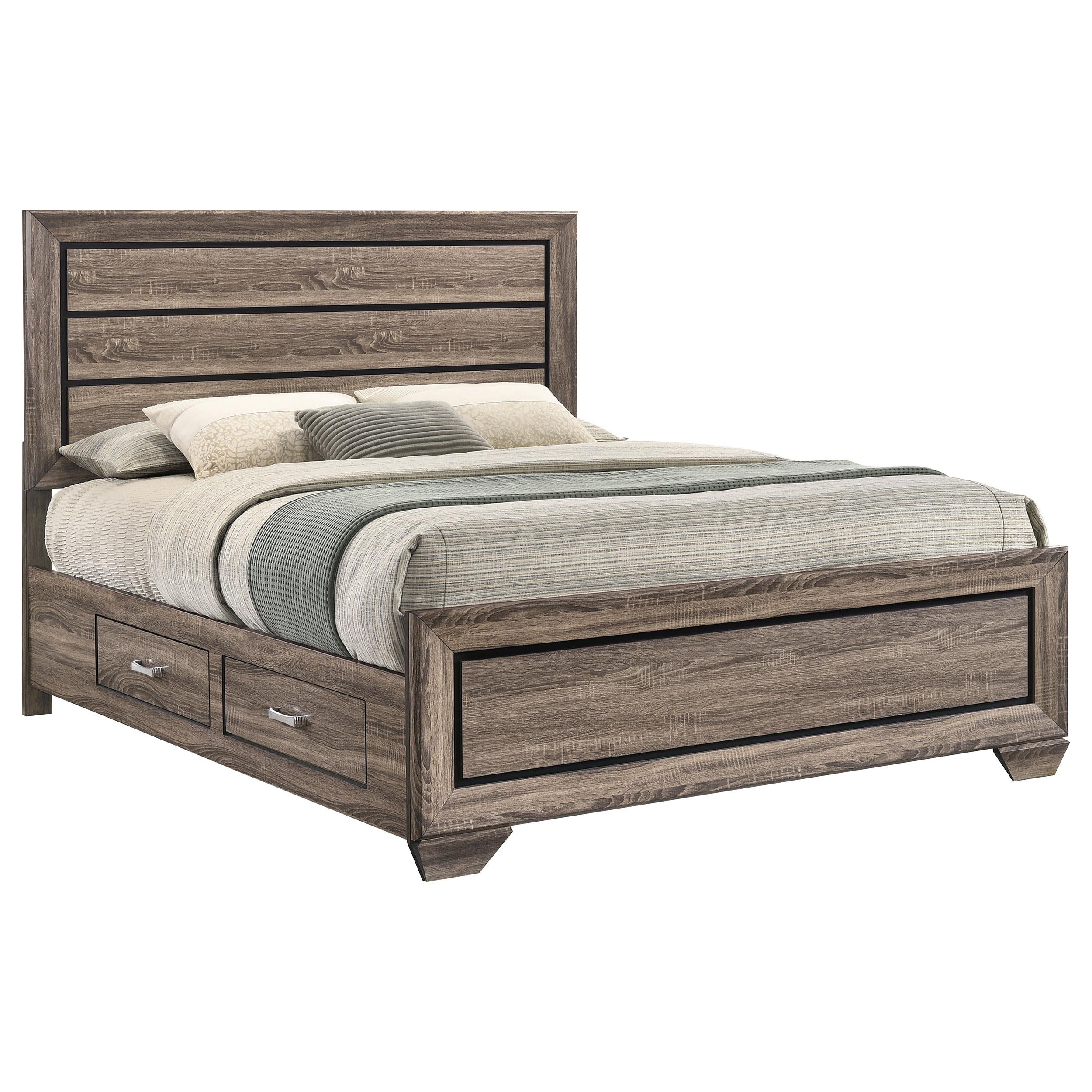 Coaster Furniture Kauffman 204190Q Wood Queen Storage Panel Bed - Washed Taupe - Image 3
