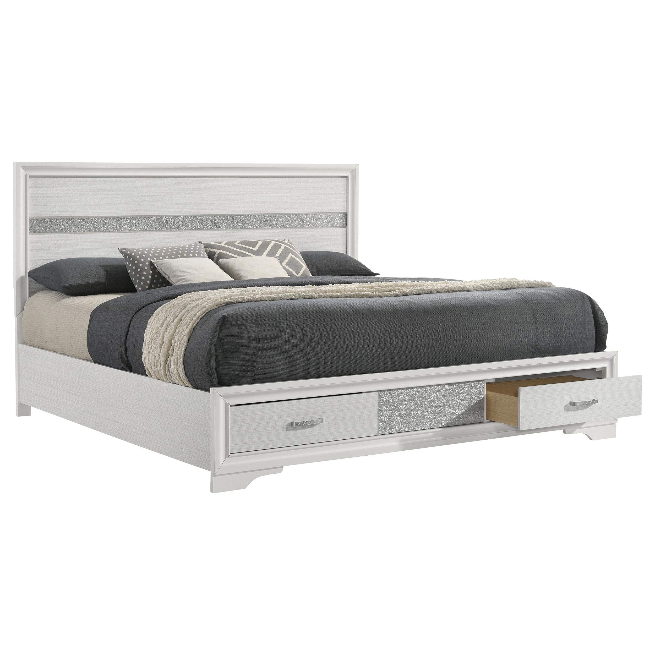 Coaster Furniture Miranda 205111KE 51-inch Wood Eastern King Storage Panel Bed - White - Image 2