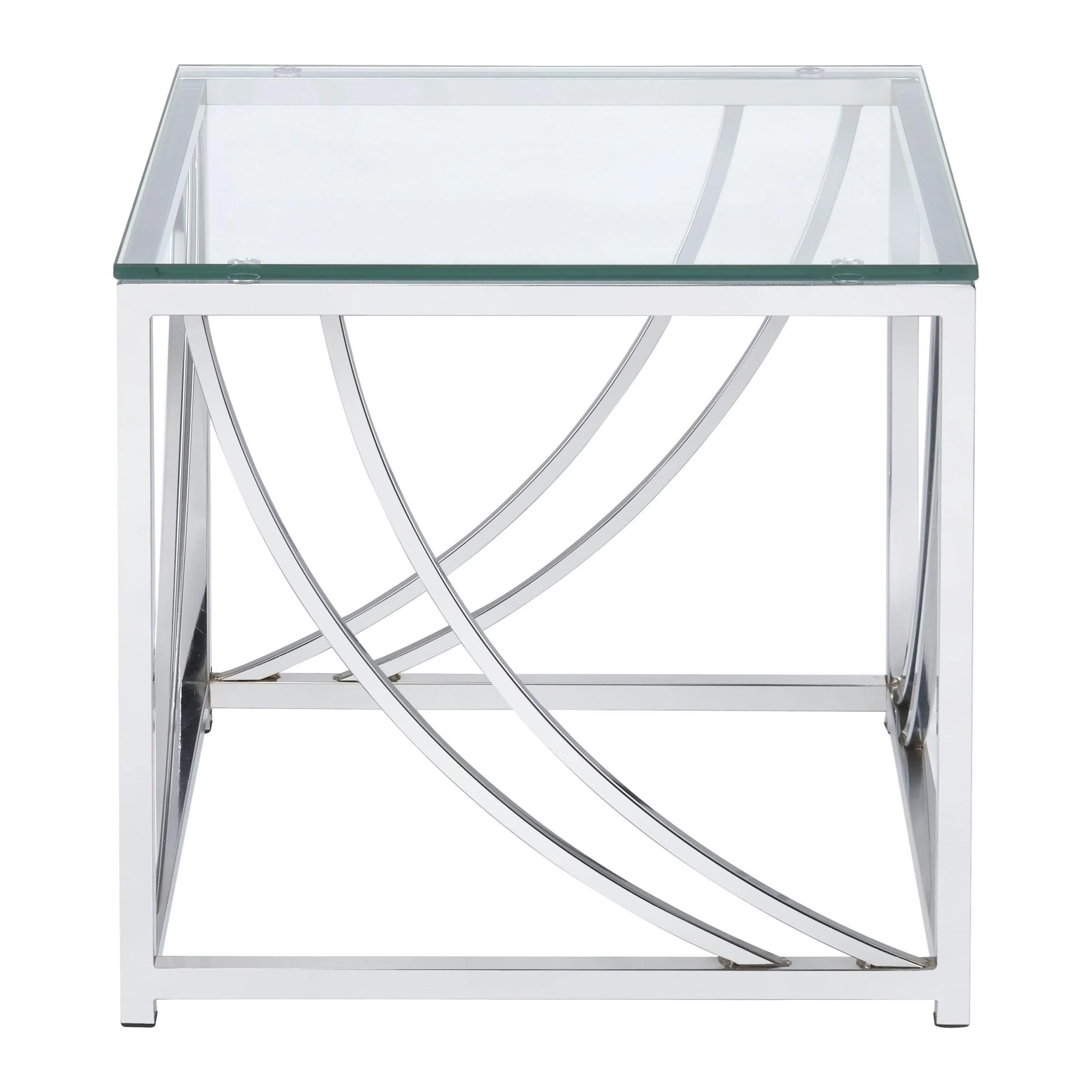 Coaster Furniture Lille 720497 Square Glass Top Side End Table - Chrome - Image 1