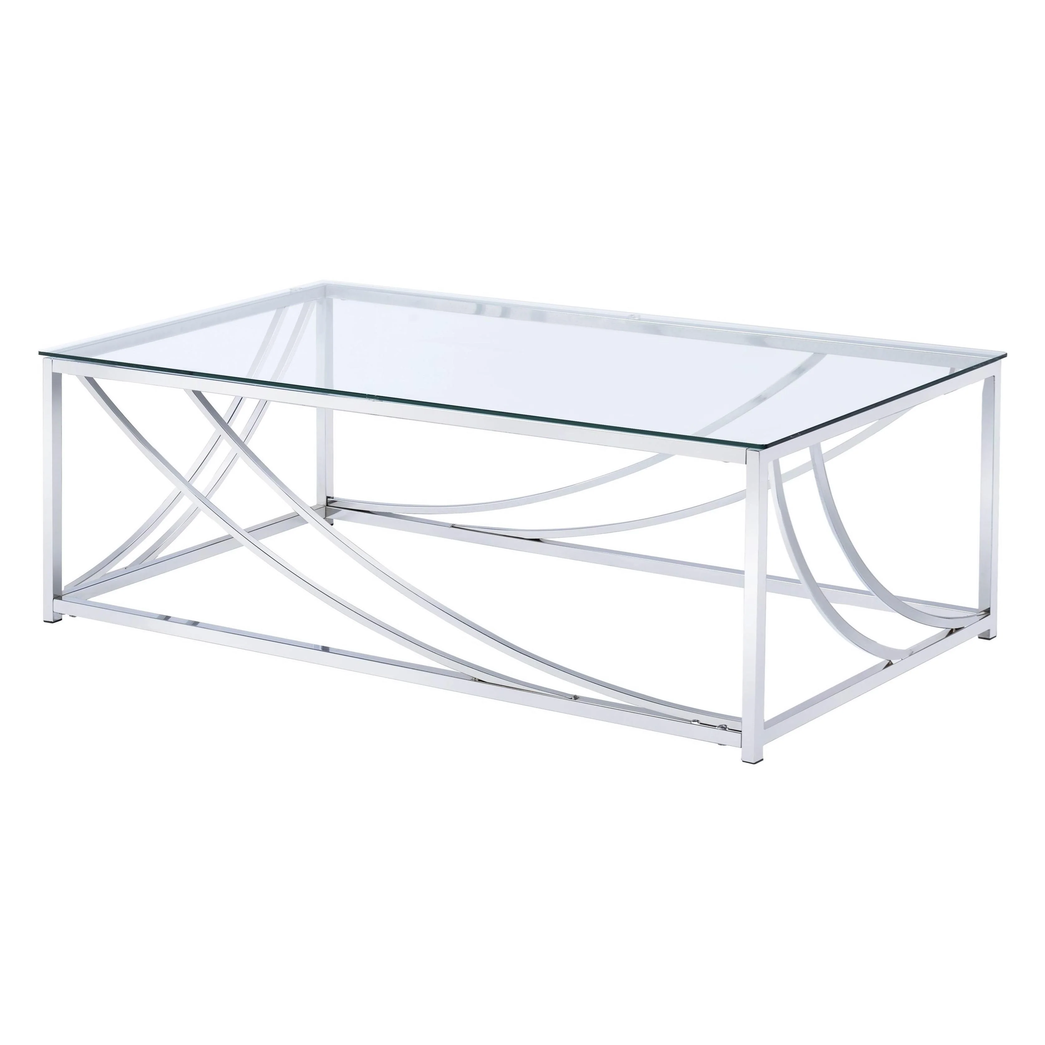 Coaster Furniture Lille 720498 Rectangular Glass Top Coffee Table – Chrome