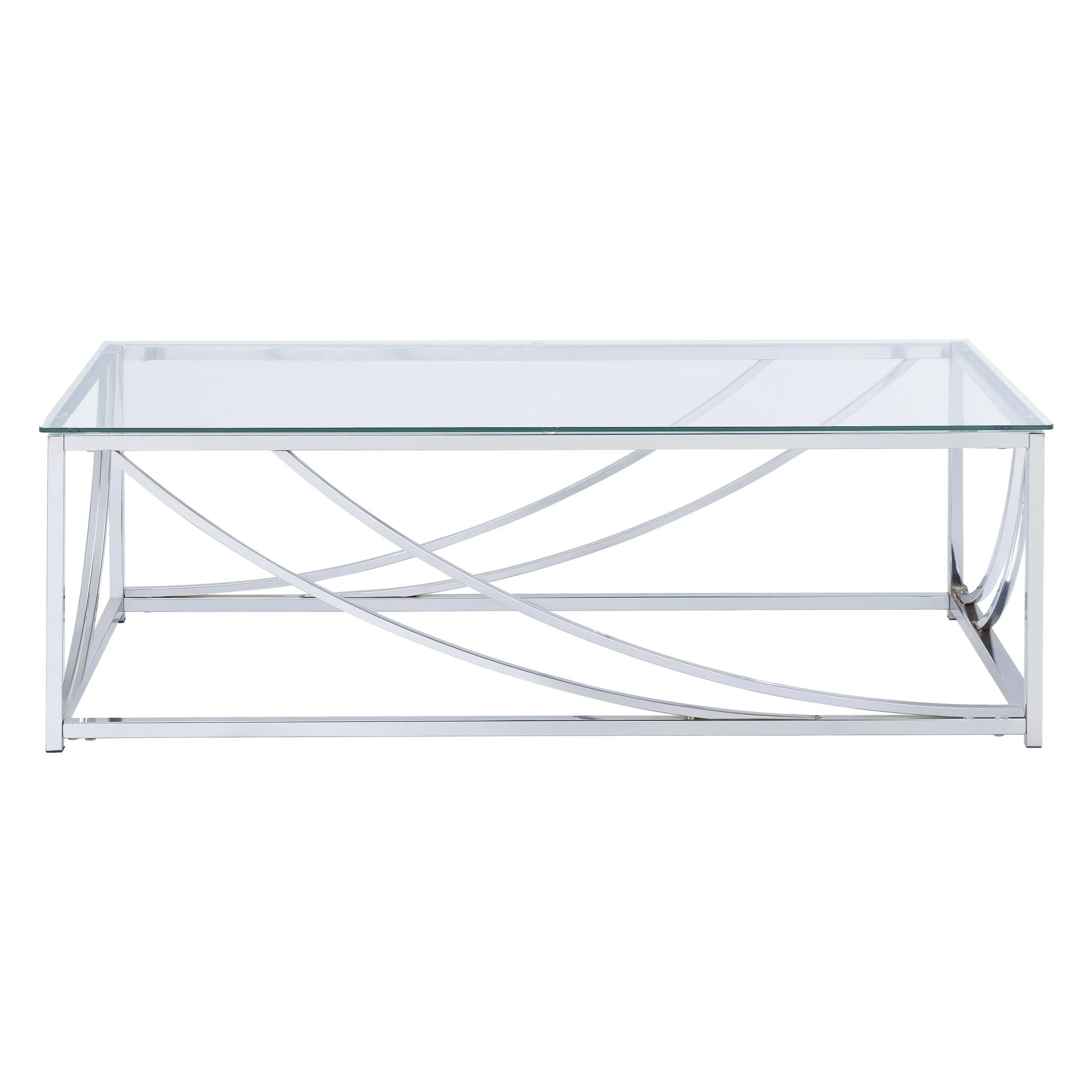 Coaster Furniture Lille 720498 Rectangular Glass Top Coffee Table - Chrome - Image 2