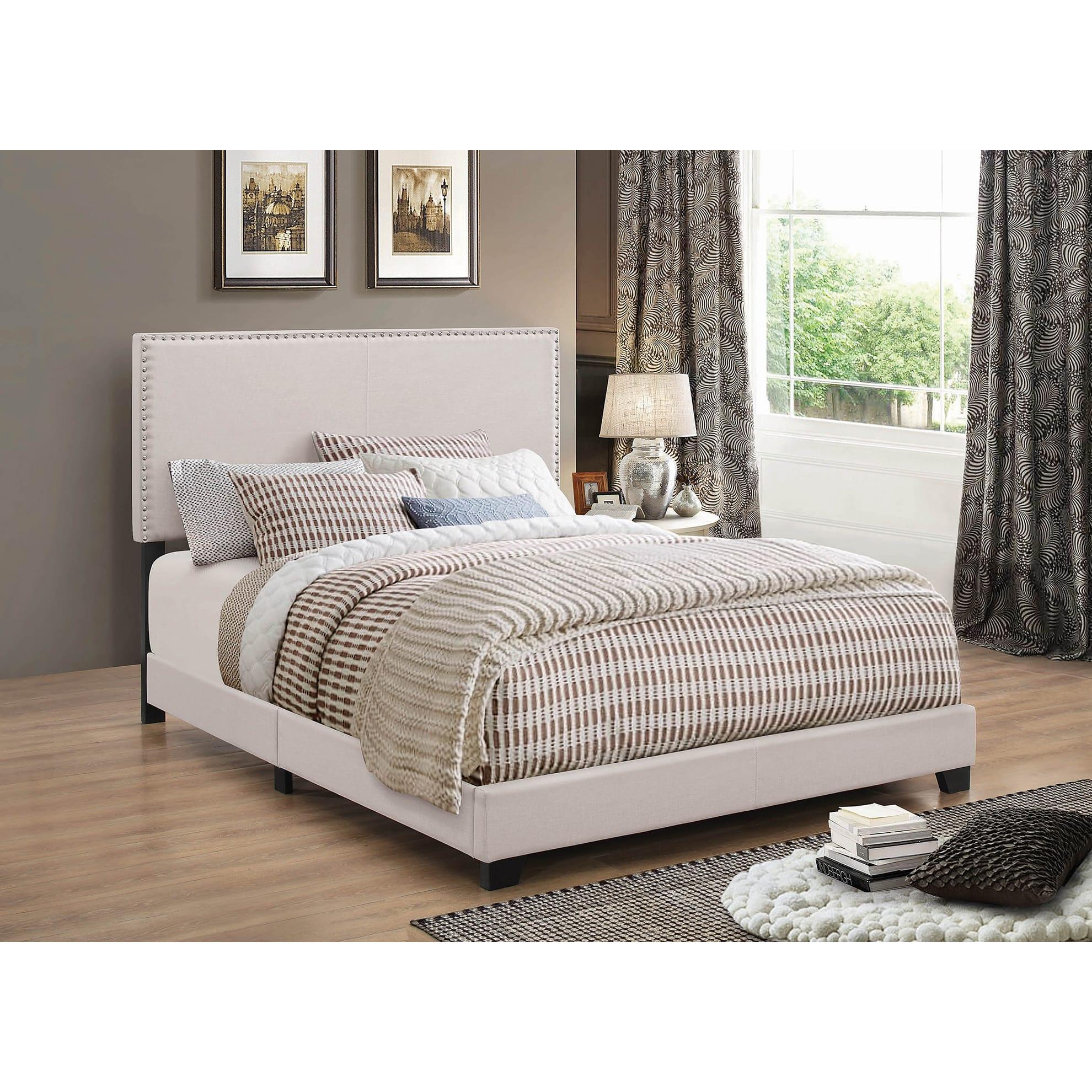 Coaster Furniture Boyd 350051KE Upholstered Eastern King Panel Bed – Ivory