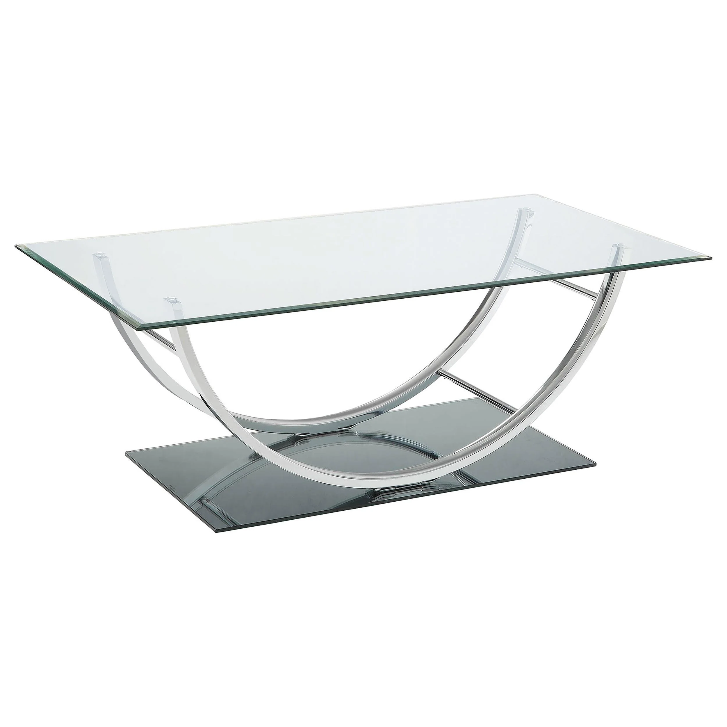 Coaster Furniture Danville 704988 Rectangular U-Shaped Glass Top Coffee Table - Chrome - Image 1