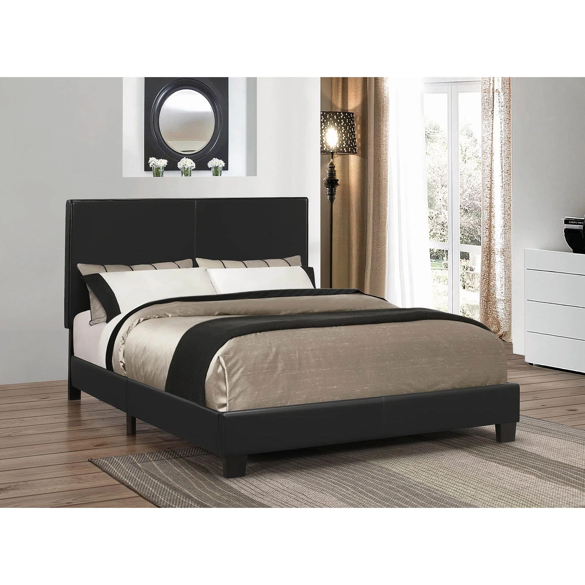 300558F 4/6 Coaster Furniture Black Full Upholstered Platform Bed