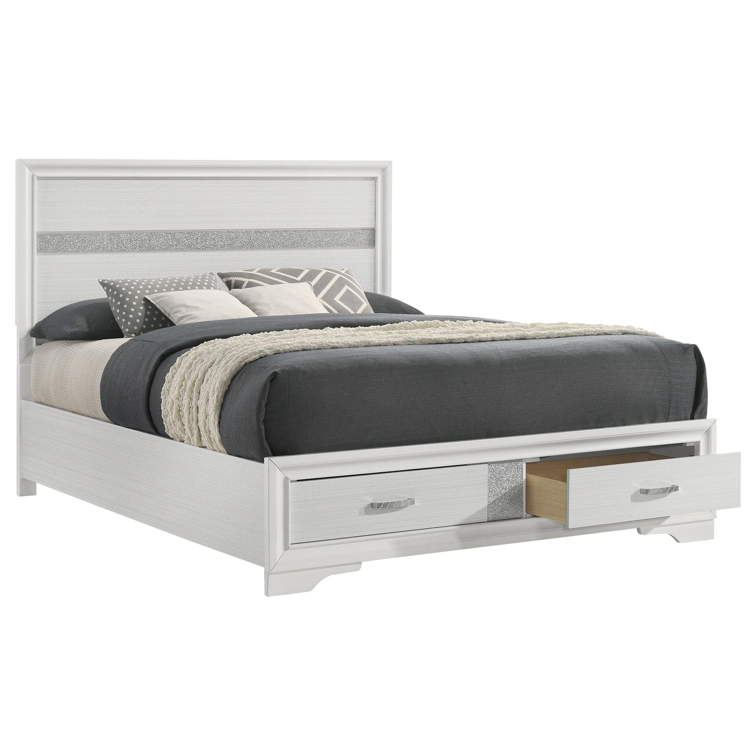 Coaster Furniture Miranda 205111Q 51-inch Wood Queen Storage Panel Bed - White - Image 2