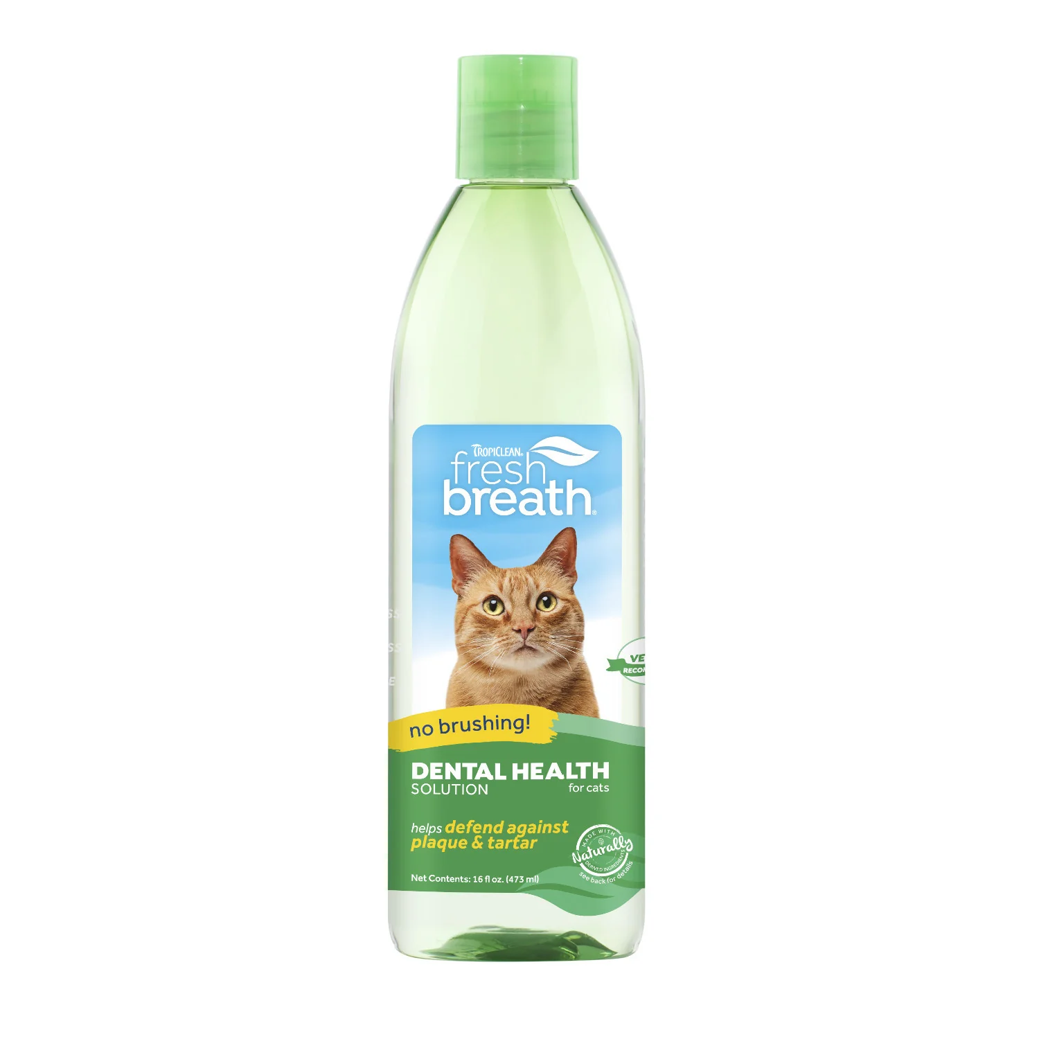TropiClean Fresh Breath Dental Health Solution for Cats, 16oz - Image 1