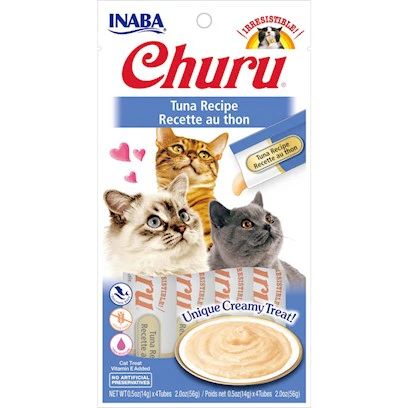 Inaba Churu Grain-Free Cat Treat, Tuna Puree, 4 Tubes - Image 1