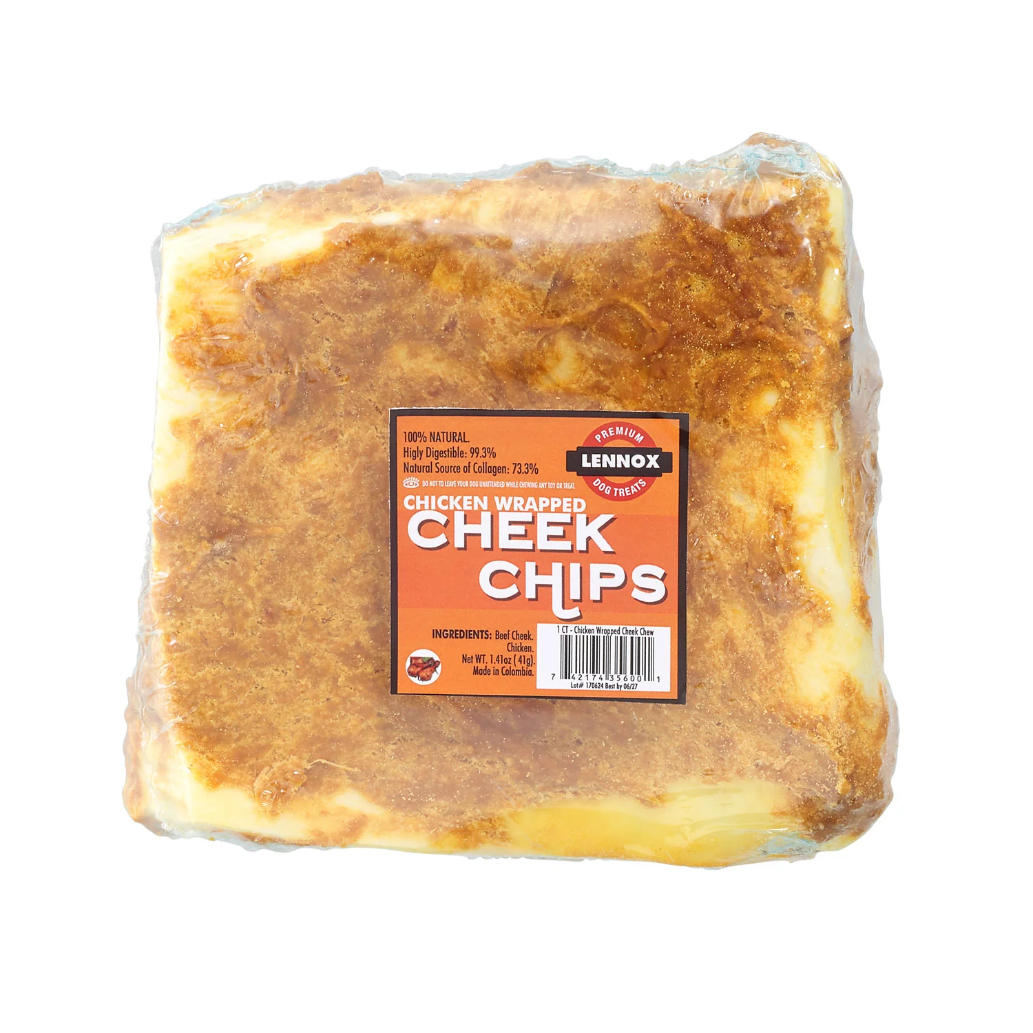 Lennox Dog Treat Chicken Wrapped Cheek Chip 4x4in - Image 1