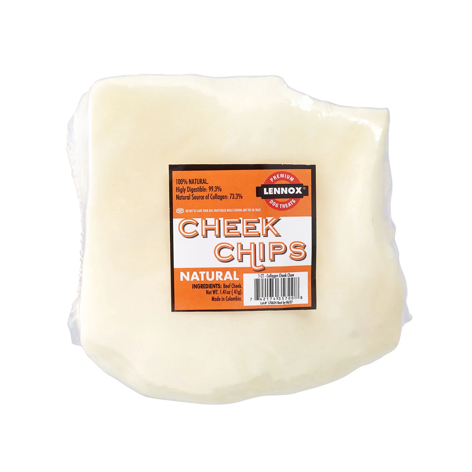 Lennox Dog Treat Natural Cheek Chip 4x4in - Image 1