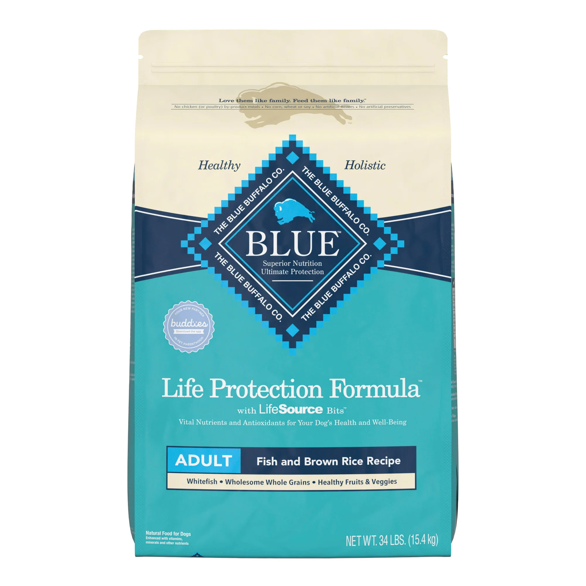 Blue Buffalo Life Protection Formula Fish and Brown Rice Dry Dog Food for Adult Dogs  Whole Grain  30 lb. Bag - Image 1
