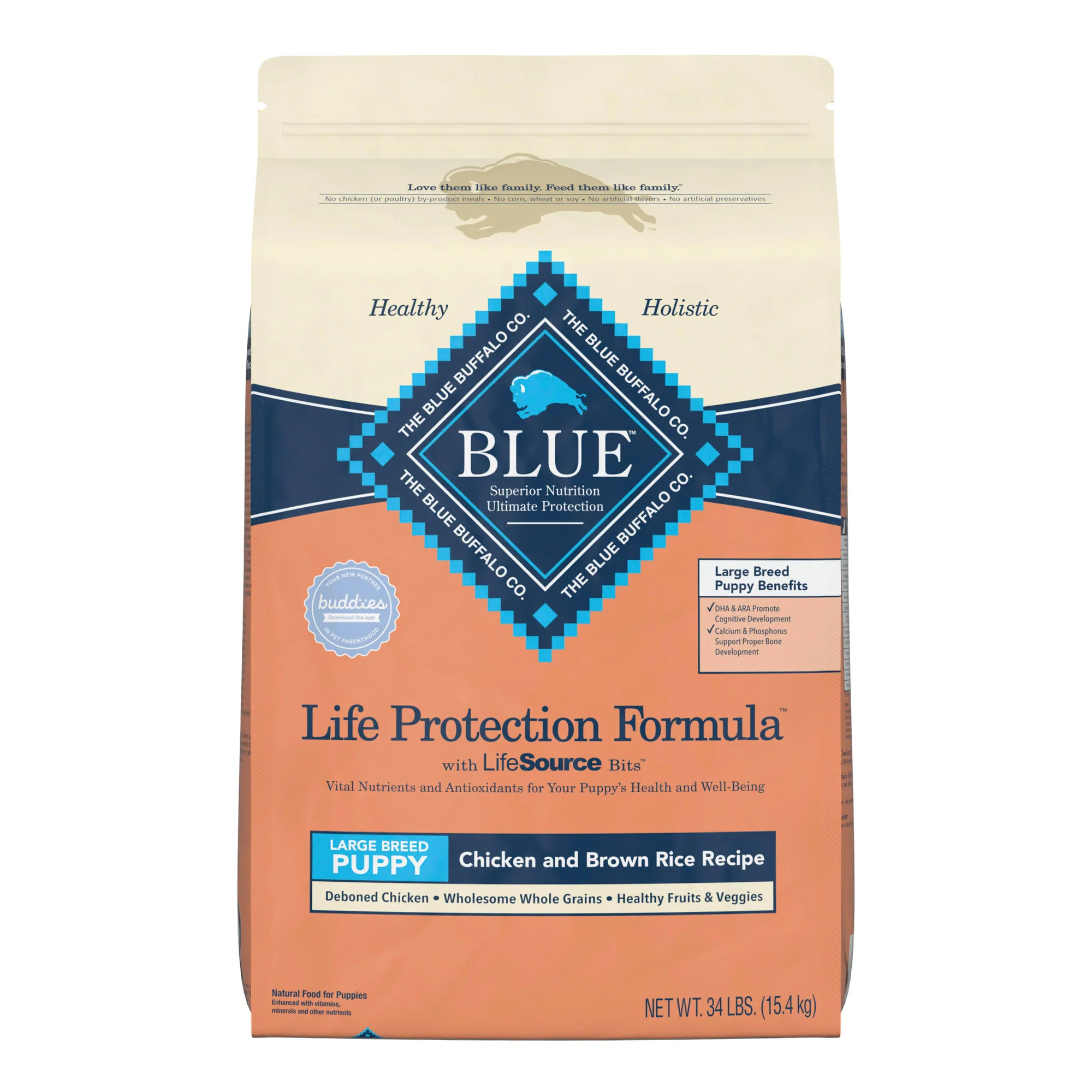 Blue Buffalo Life Protection Formula Chicken and Brown Rice Dry Dog Food for Puppies  Whole Grain  15 lb. Bag - Image 1