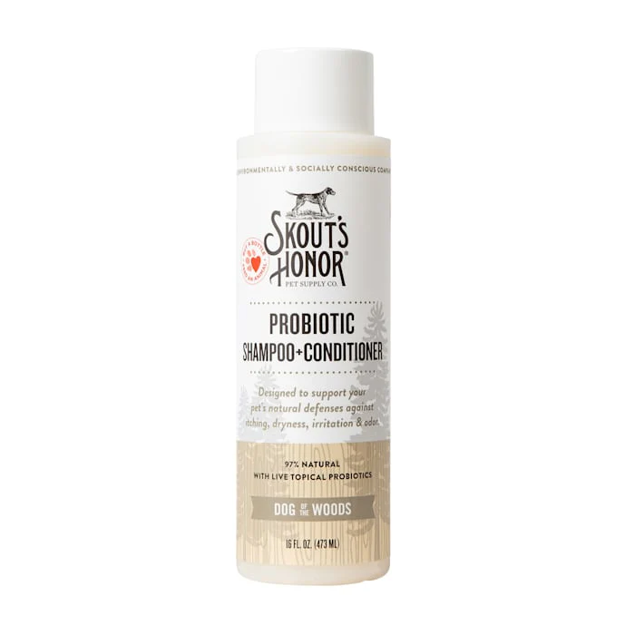skout s honor probiotic pet shampoo + conditioner (dog of the woods - sandalwood & vanilla) for a healthier skin and coat - Image 1