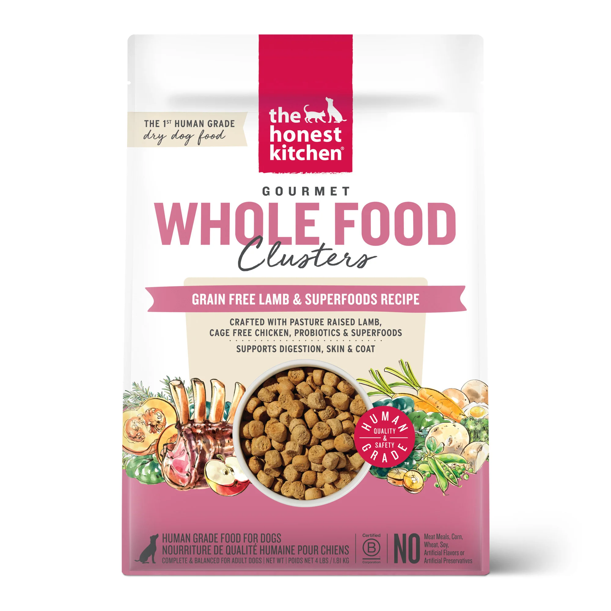 The Honest Kitchen Gourmet Whole Food Clusters Dog Grain Free Lamb 4 lb Bag - Image 1