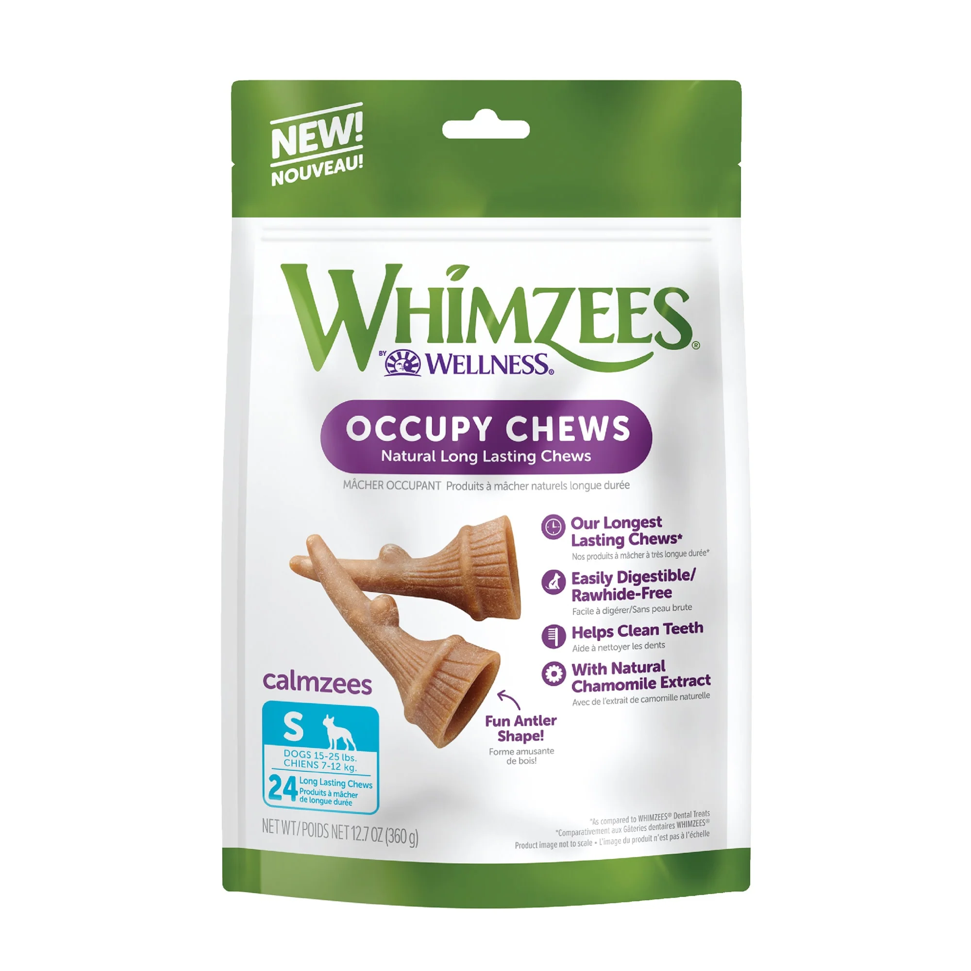 Whimzees Small Dental Occupy Calmzees Value Bag Dental Dog Chews, 12.7 oz., Count of 24 - Image 1