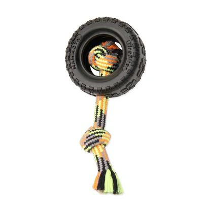 Mammoth TireBiter II Rubber Tire Dog Toy with Rope  Small  3.75 - Image 1