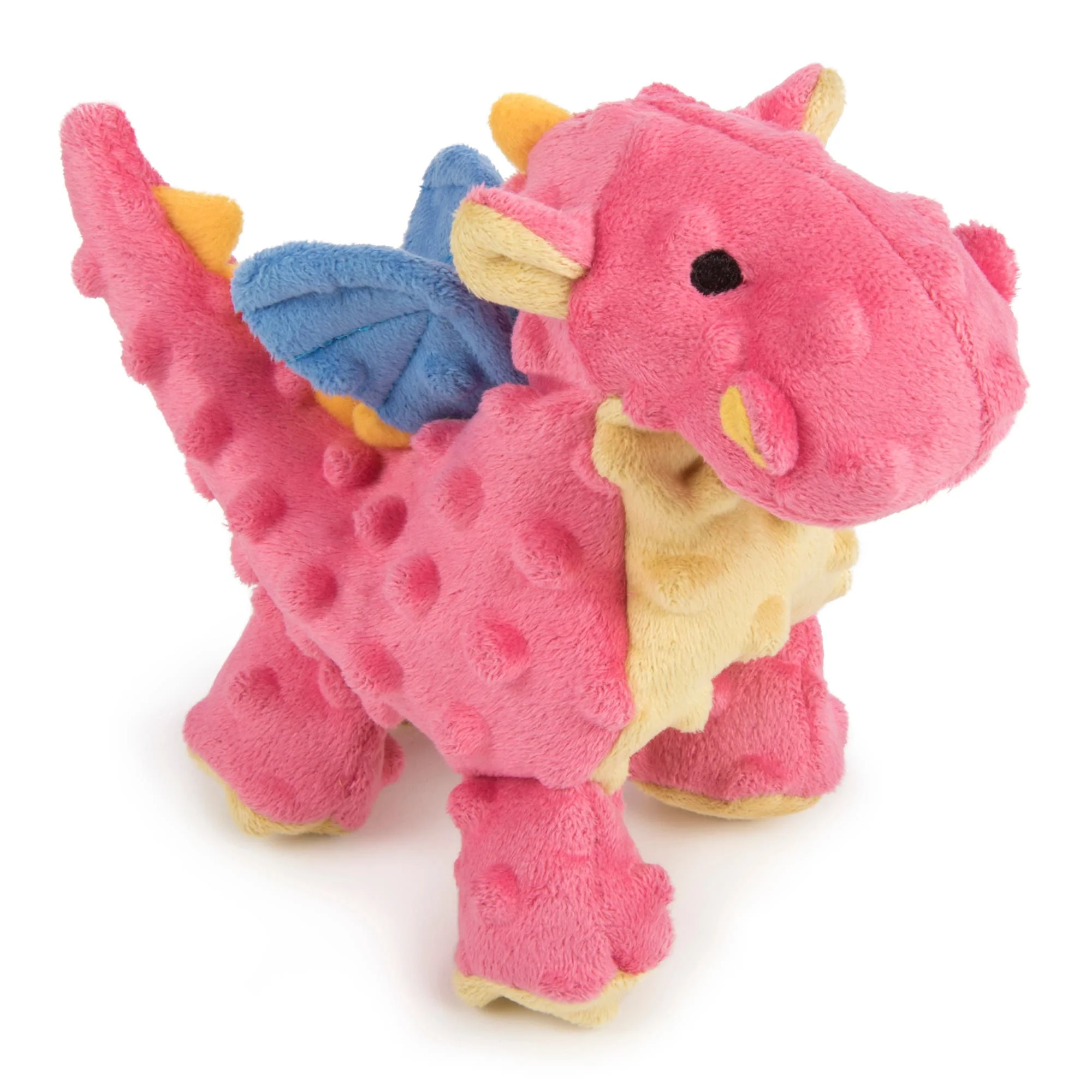 goDog Dragons Durable Plush Squeaker Dog Toy  Small  Coral - Image 1