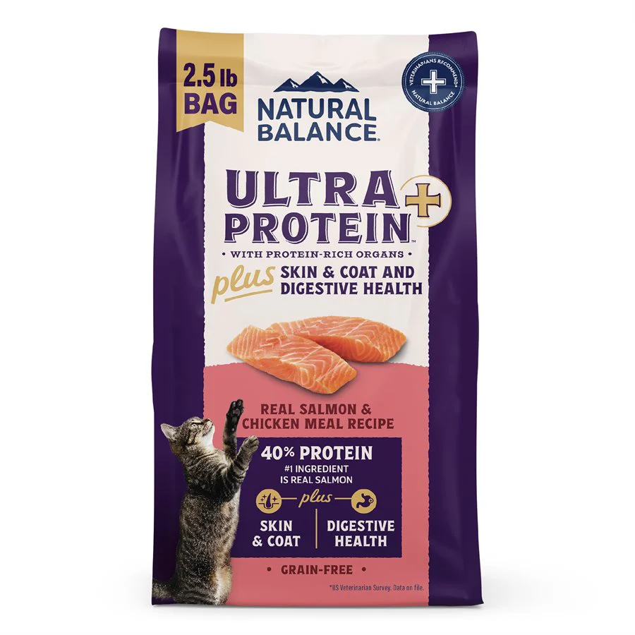 Natural Balance Ultra Protein Cat Plus Skin & Coat + Digestive Salmon & Chicken Meal 2.5LB - Image 1