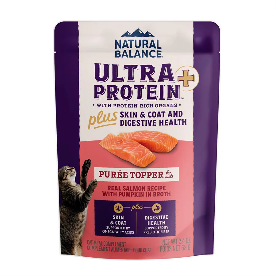 Natural Balance Ultra Protein Cat Plus Skin Coat + Digestive Salmon & Organ Meats Puree 2.4oz - Image 1