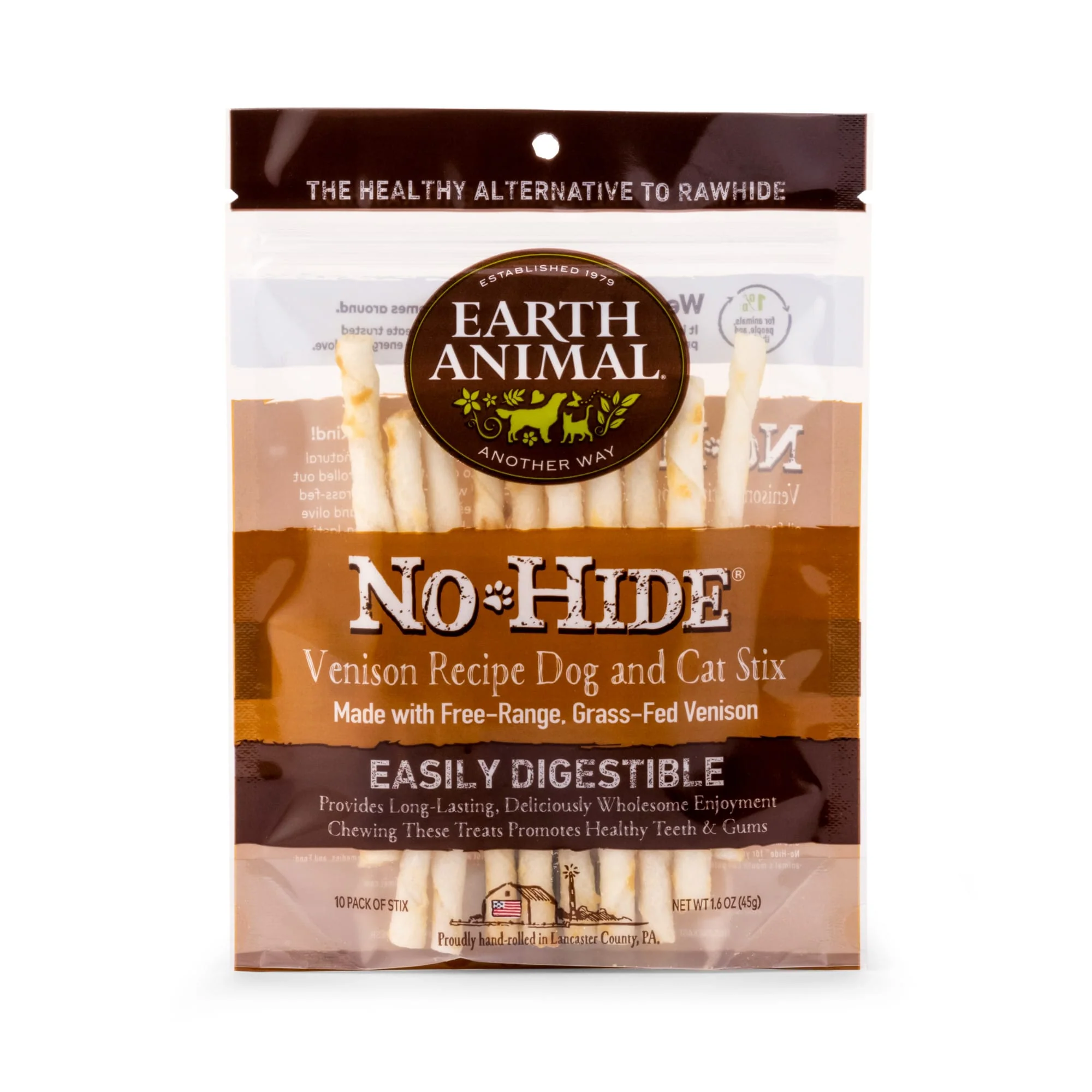 Earth Animal No Hide Venison Chews Dog Treats  10 Pack Stix - Image 1