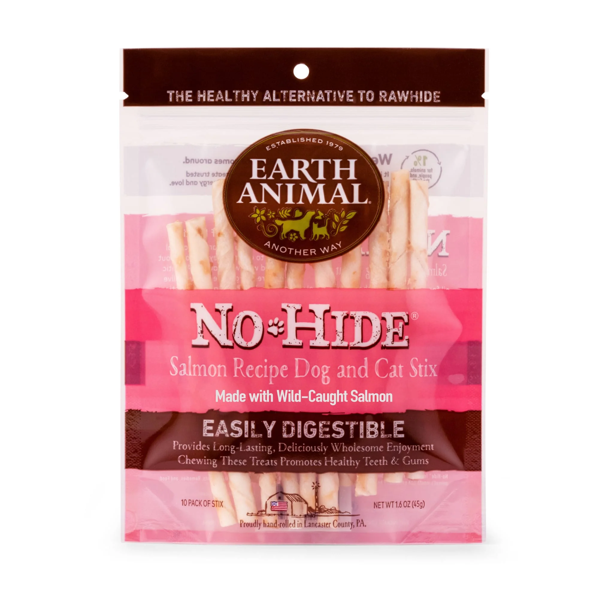 Earth Animal Wellness & Longevity Solutions No-Hide Salmon Stix Small Breed Dog Treats  10 Ct - Image 1