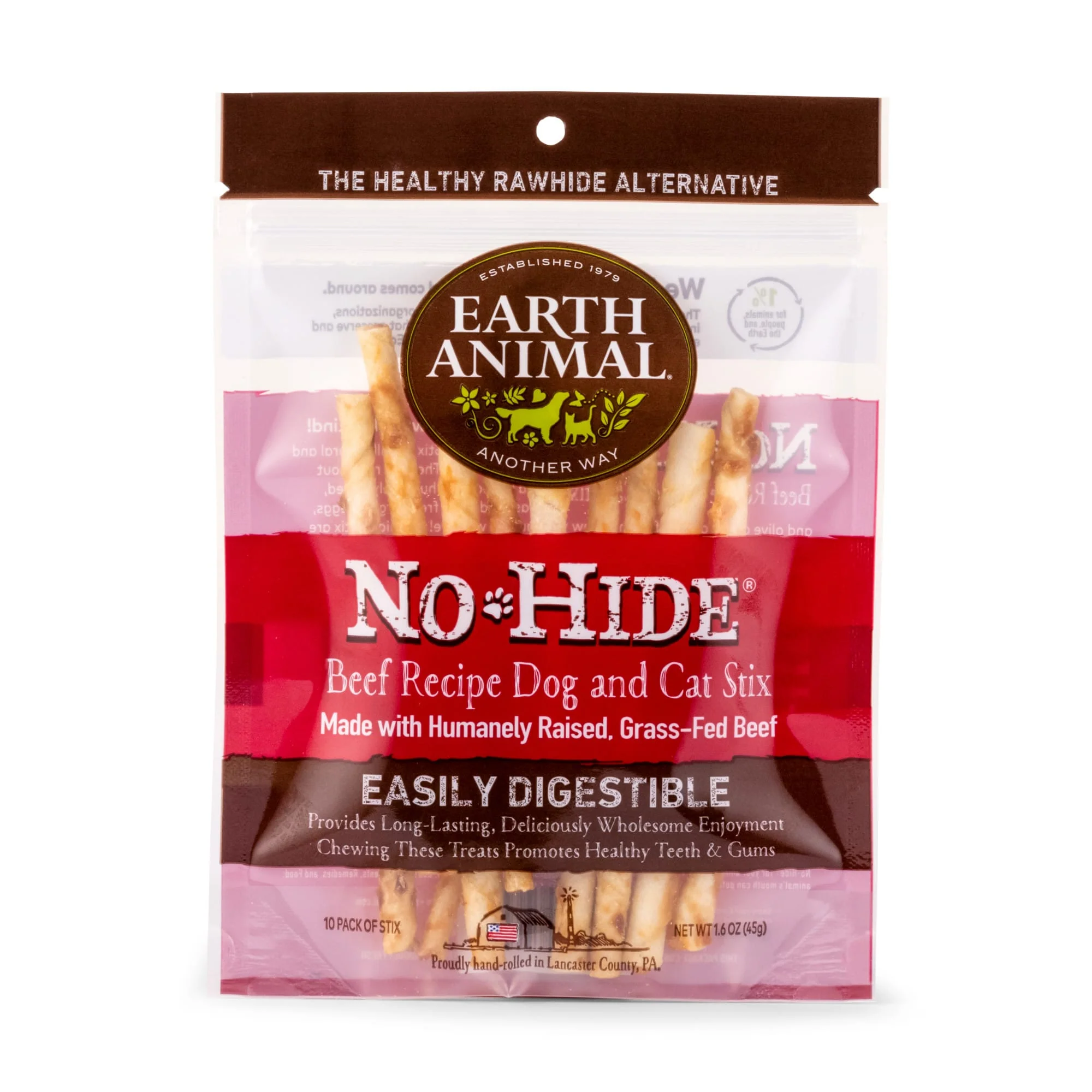 Earth Animal Wellness & Longevity Solutions No-Hide Beef Stix Chews Small Breed Dog Treats  10 Ct - Image 1