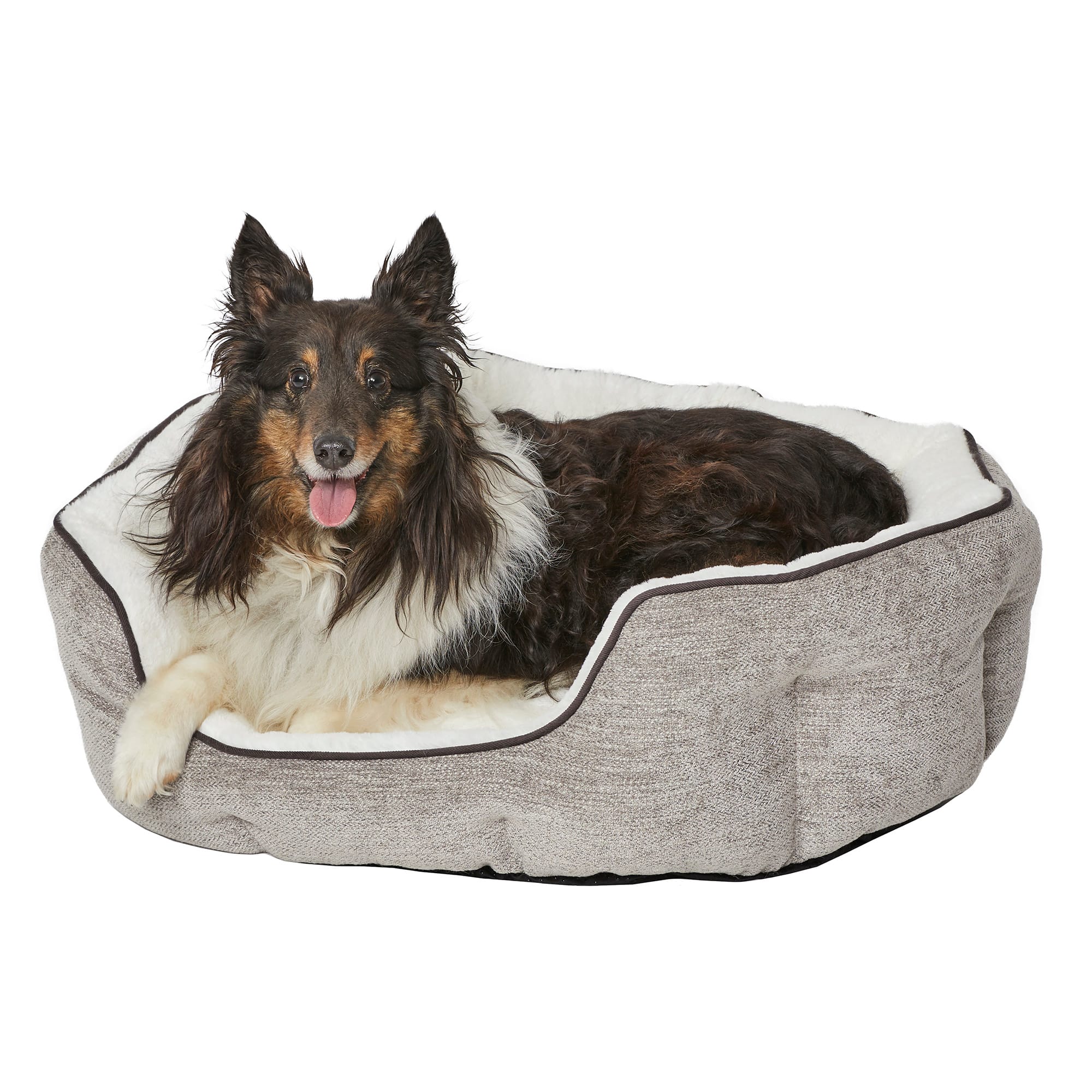Midwest Homes For Pets Quiet Time Tulip Pet Bed Fur Taupe Small - Image 1