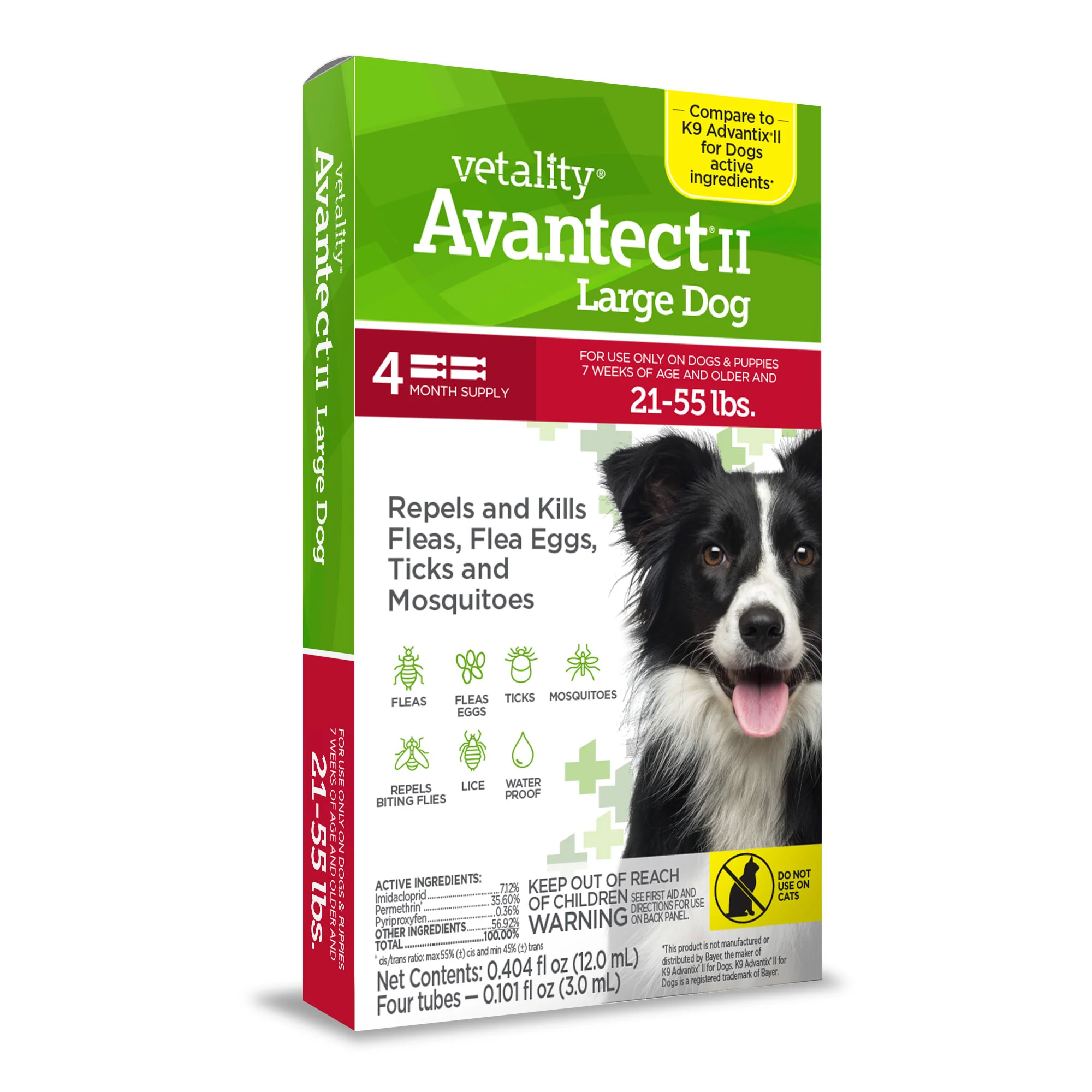 Vetality Avantect II Flea & Tick Treatment for Dogs 21-55lb 4ct - Image 1