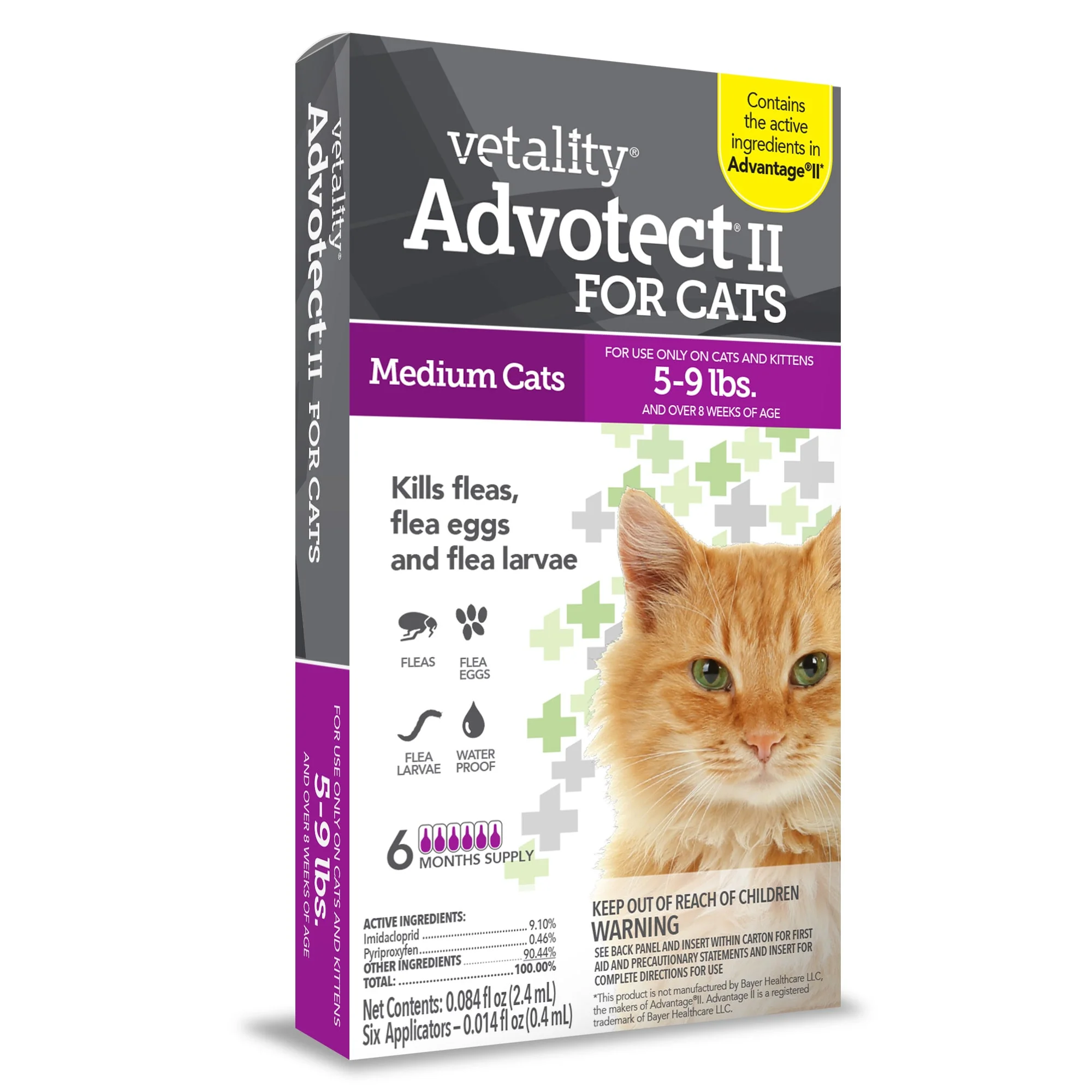 Vetality Advotect II Flea Treatment for Cats 5-9lb 6pk - Image 1