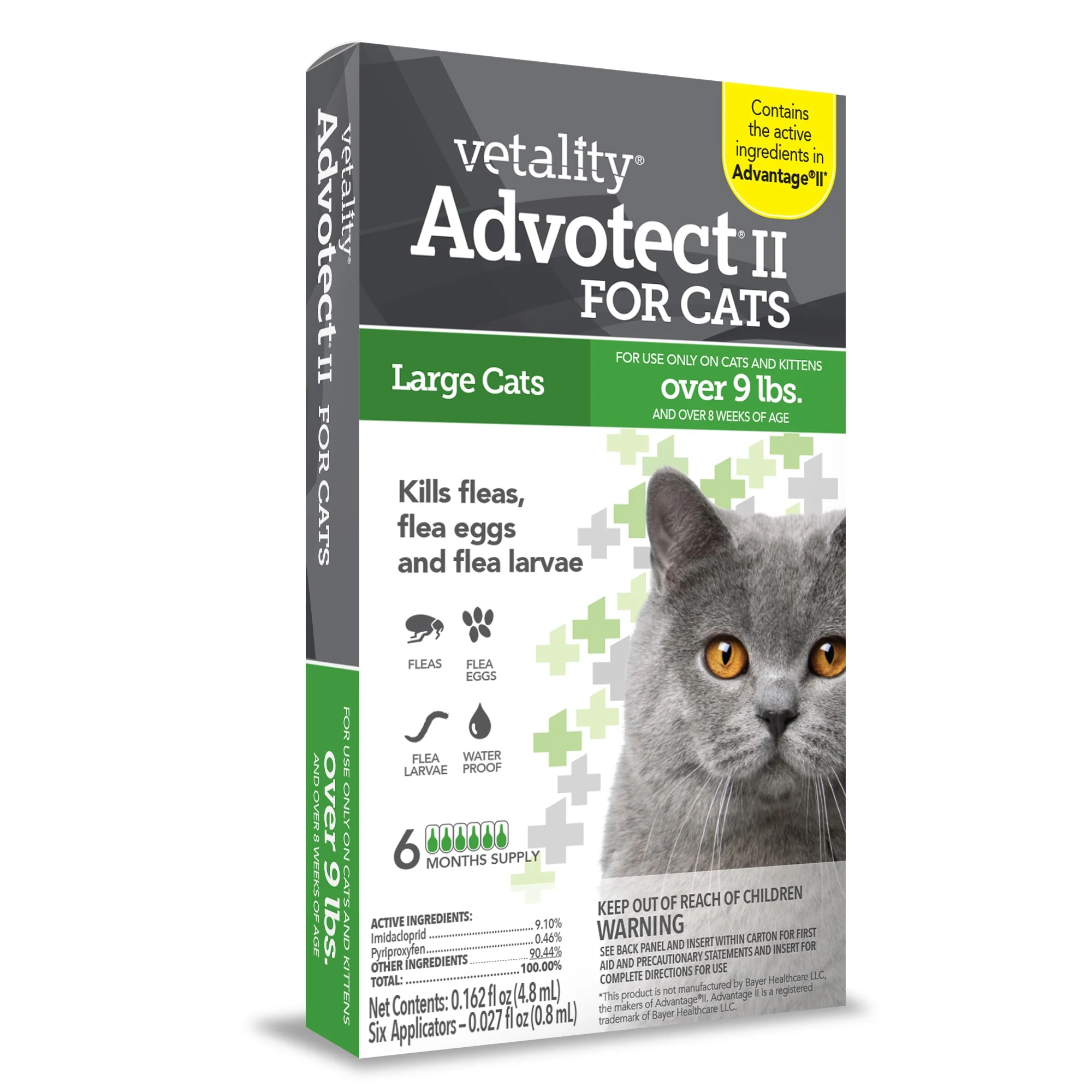 Vetality Advotect II Flea Treatment for Cats over 9lb 6pk - Image 1