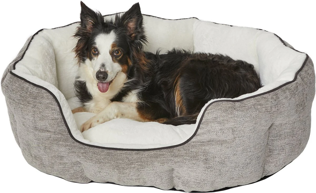 Midwest Homes For Pets Quiet Time Tulip Pet Bed Fur Taupe Medium - Image 1