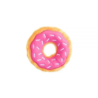 ZippyPaws Mini Donutz No Stuffing Squeaky Plush Dog Toy - Strawberry - Image 1