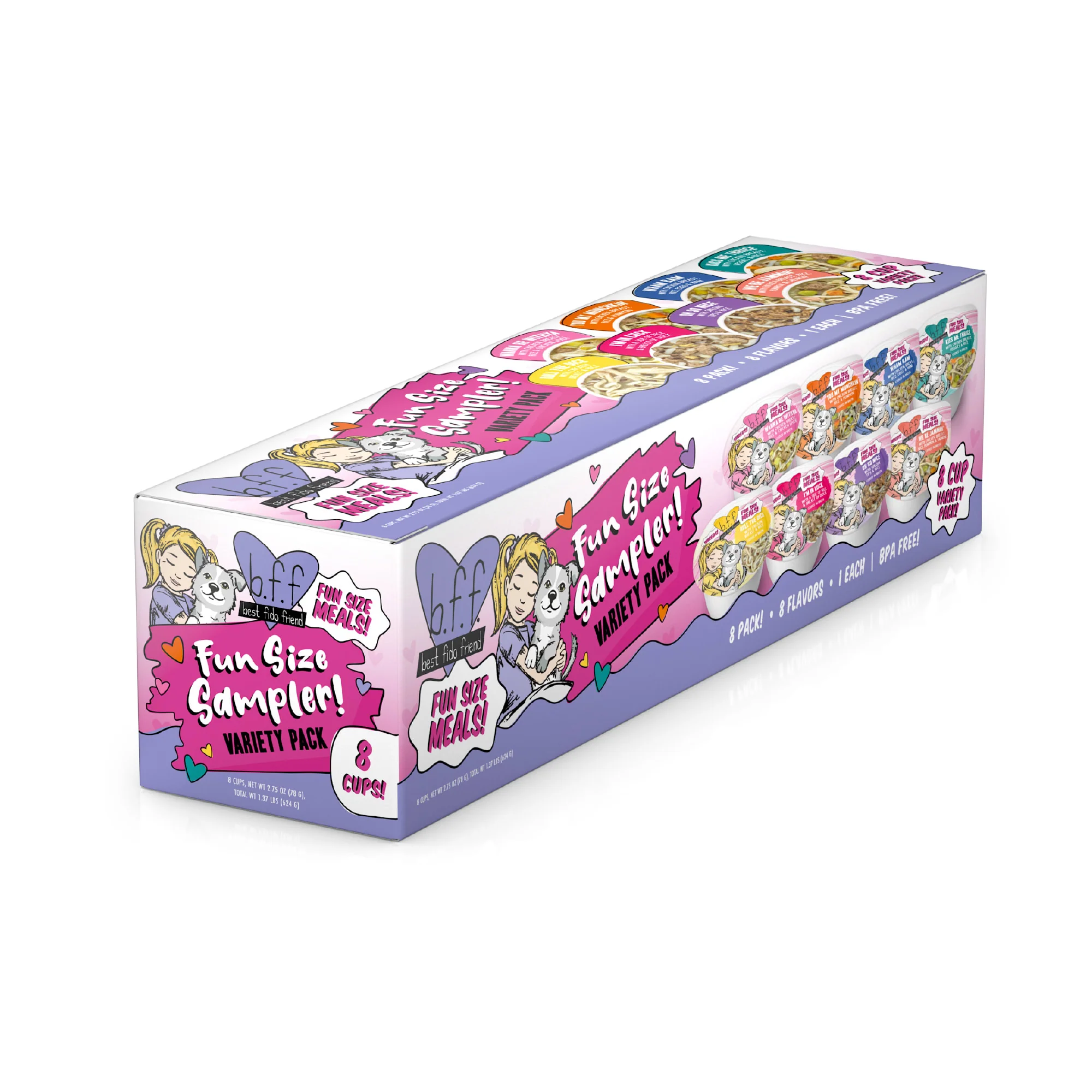 B.F.F. Best Fido Friend Fun Sized Meals, Fun Size Sampler Variety Pack, 2.75oz Cup (Pack of 8) (B0B623QY9Z) - Image 1