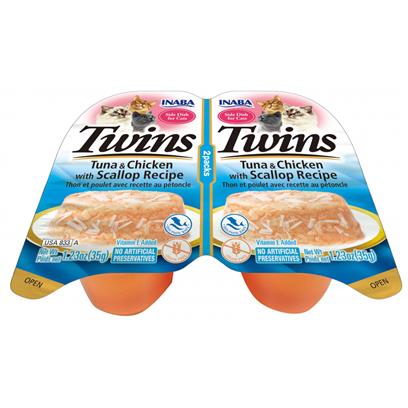 Inaba Cat Twin Cups Tuna & Chicken With Scallop Recipe Cat Food Topper 2.46-oz - Image 1