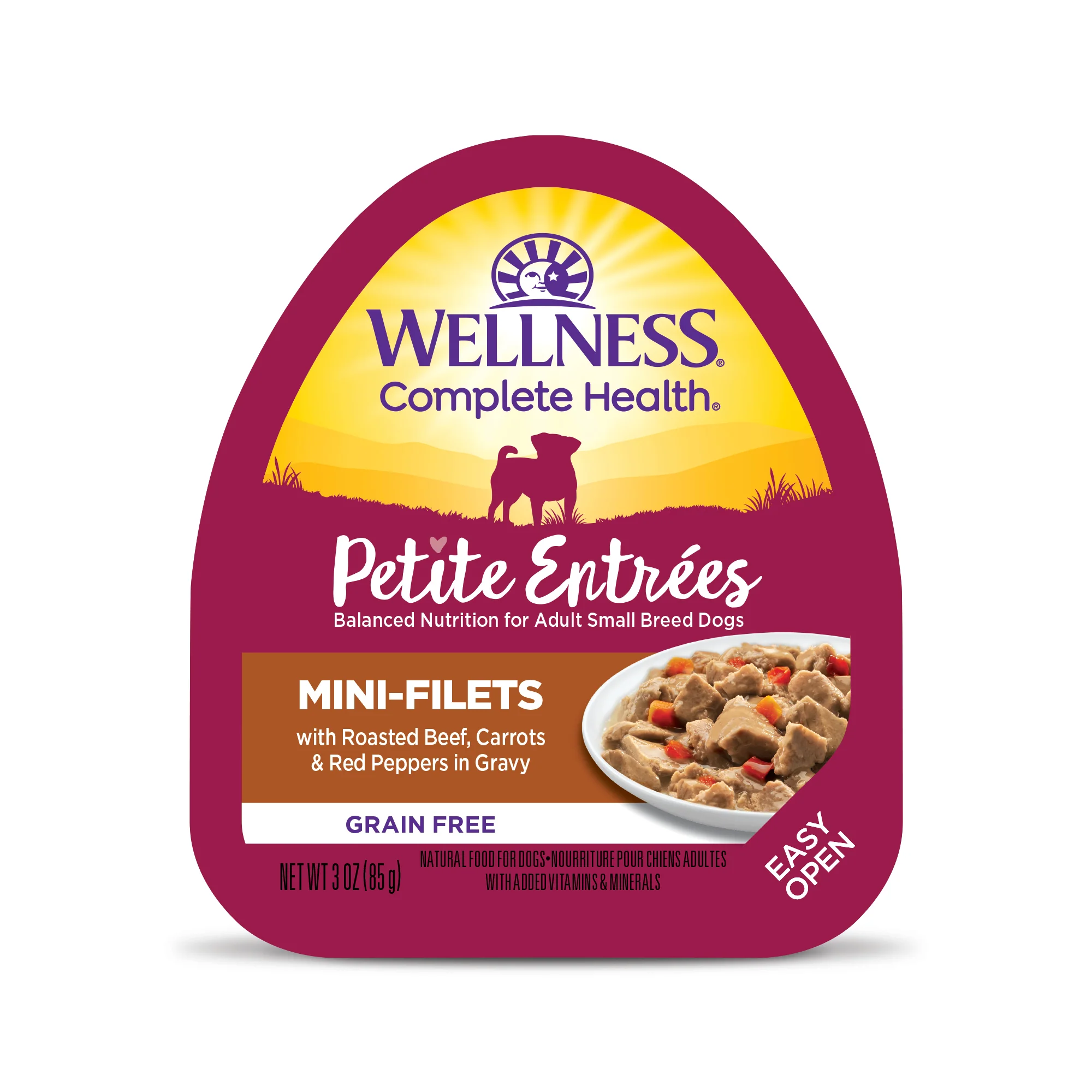 Wellness Petite Entrées Mini-Filets With Roasted Beef Carrots & Red Peppers in Gravy 3oz Cup - Image 1